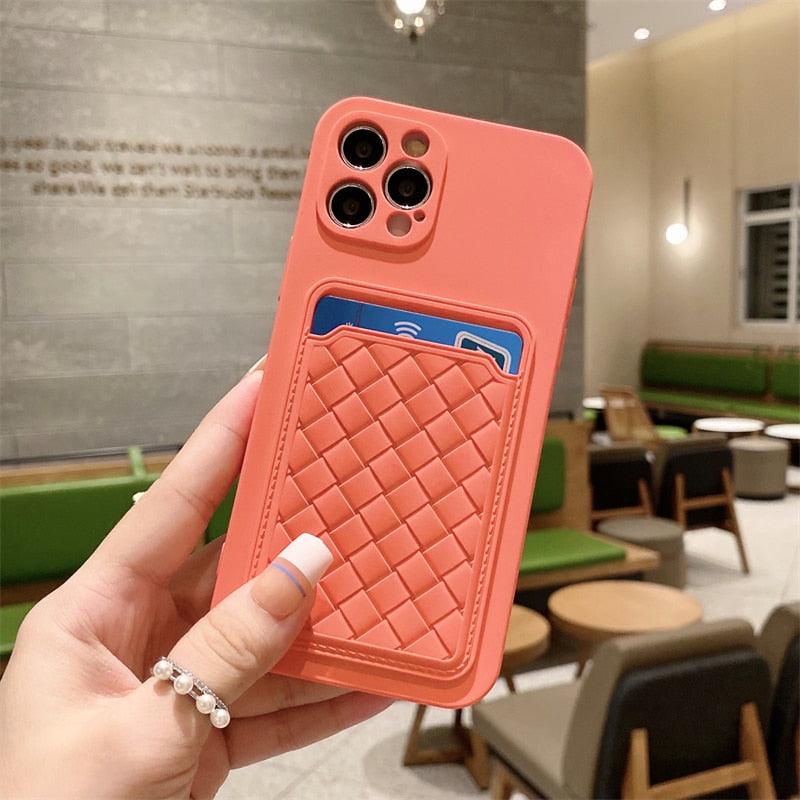 Luxury Colorful Card Holder Wallet Case For iPhone 14 13 11 12 Pro Max Mini 14 Plus Soft Silicone Purse Cover  Silicone Case with Card Holder Compatible with iPhone