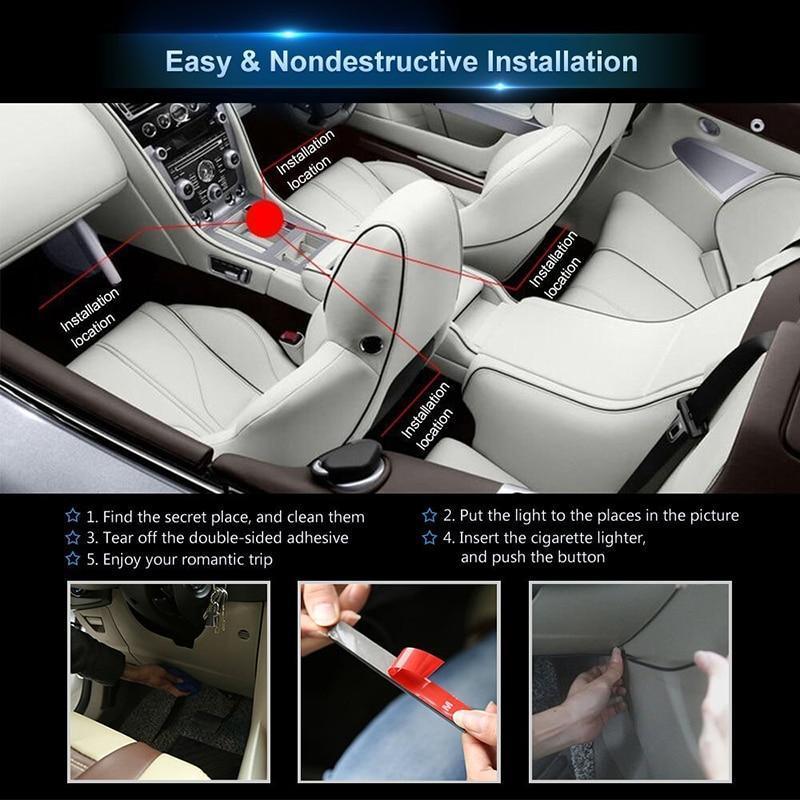 Lights LED Car Strip Lights with Two-Line Waterproof Design RGB LED Strip Light With USB Wireless Remote Music Control Multiple Modes For Auto Car