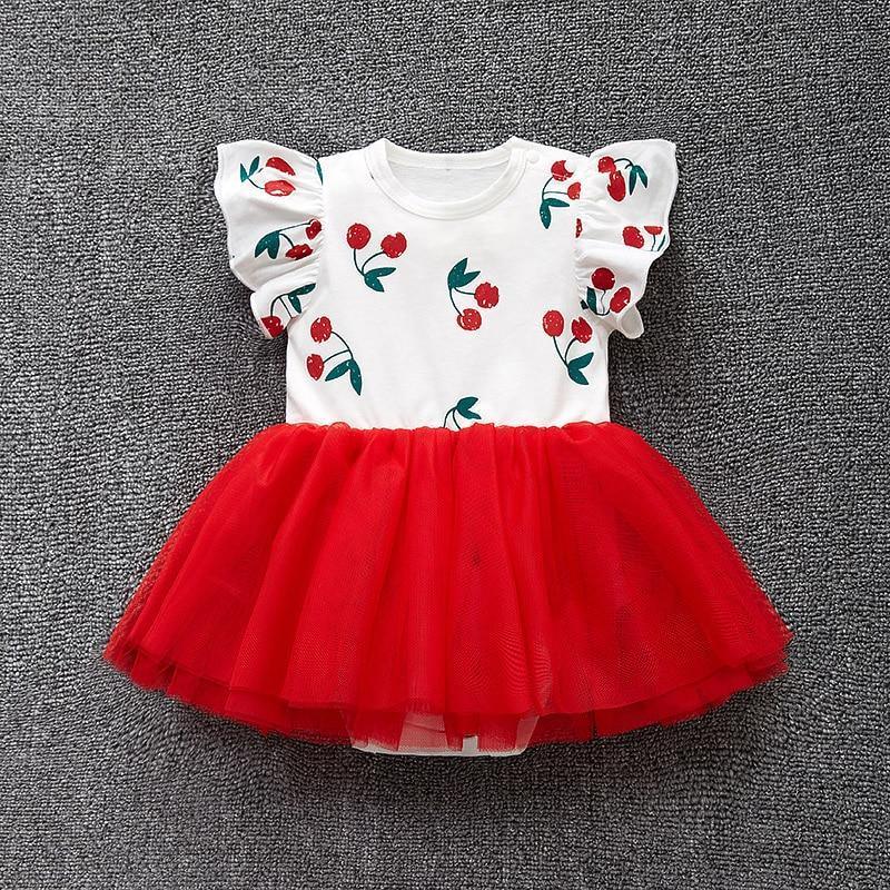 Pink Baby Luxury Bodysuit Infant Girls Princess Puffy Dress Baby Gown Party Wedding Excellent Girls Gift