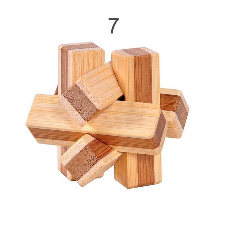 12 Style Brain Teaser 3D Wooden Interlocking Puzzles Game Toy Bamboo S ...