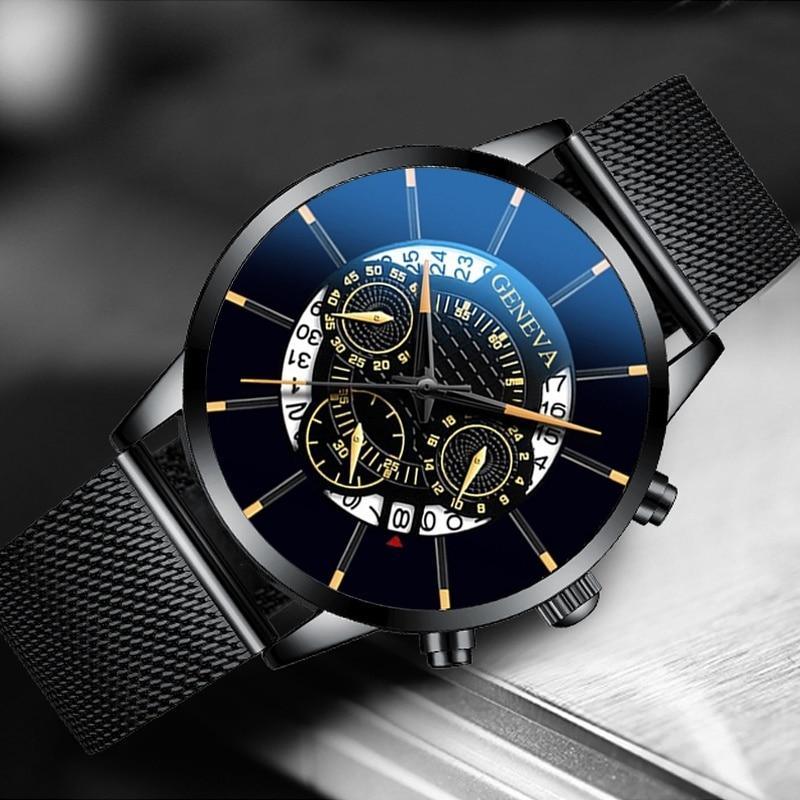 Men's Watch Stainless Steel Calendar Quartz Wristwatch Men Sports Watch Clock Geneva Clock hours For Mens and Boys