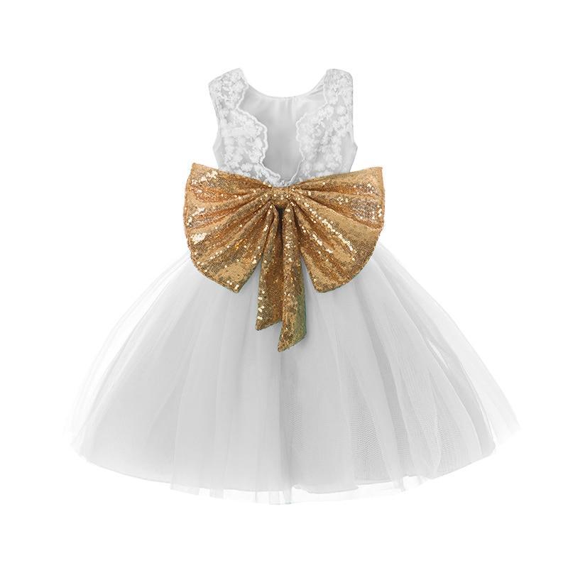 Pink Backless Princess Gold Luxury Dress With Bow Baby Dress for Girl –  winxwheels