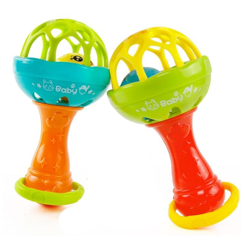 Baby Rattles toy Intelligence Grasping Gums Plastic Hand Bell Rattle F ...