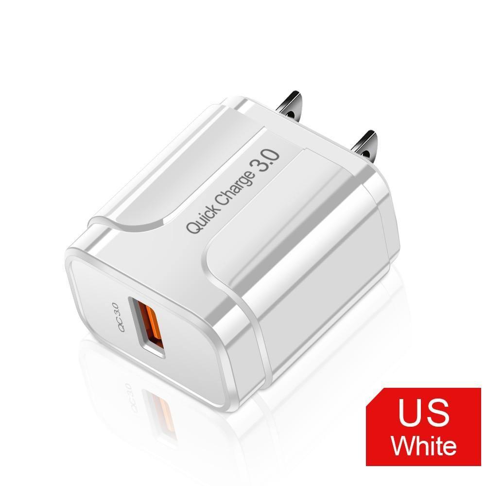 Black 3A Quick Charge 3.0 USB Charger EU Wall Mobile Phone Charger Adapter QC3.0 Fast Charging