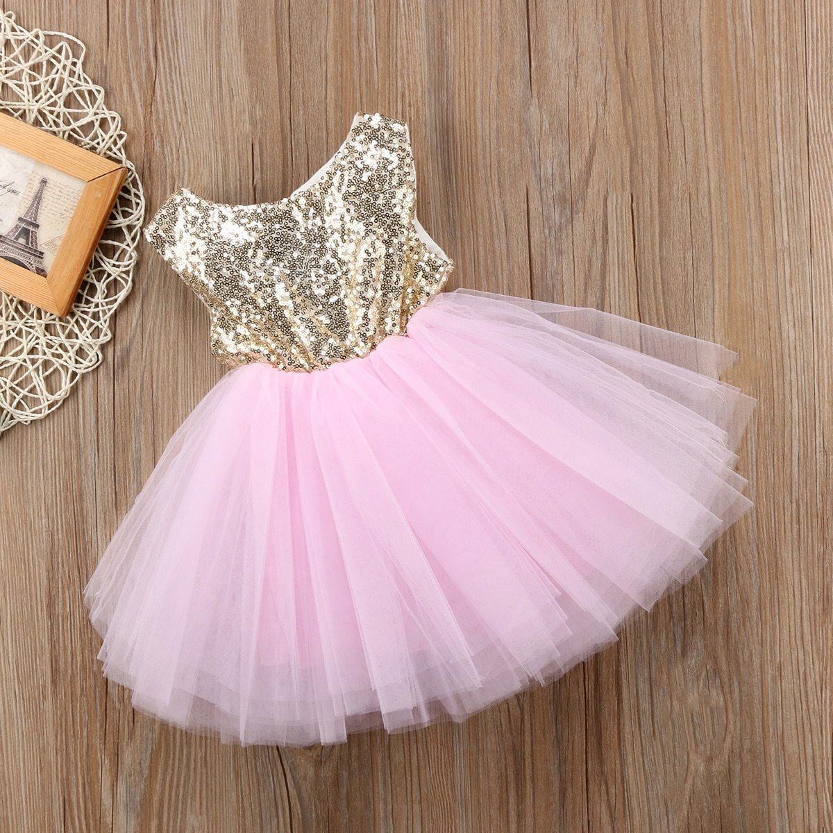 Fancy Wedding Dress Sleeveless Sequins Party Dress For Baby Girl Summe –  winxwheels