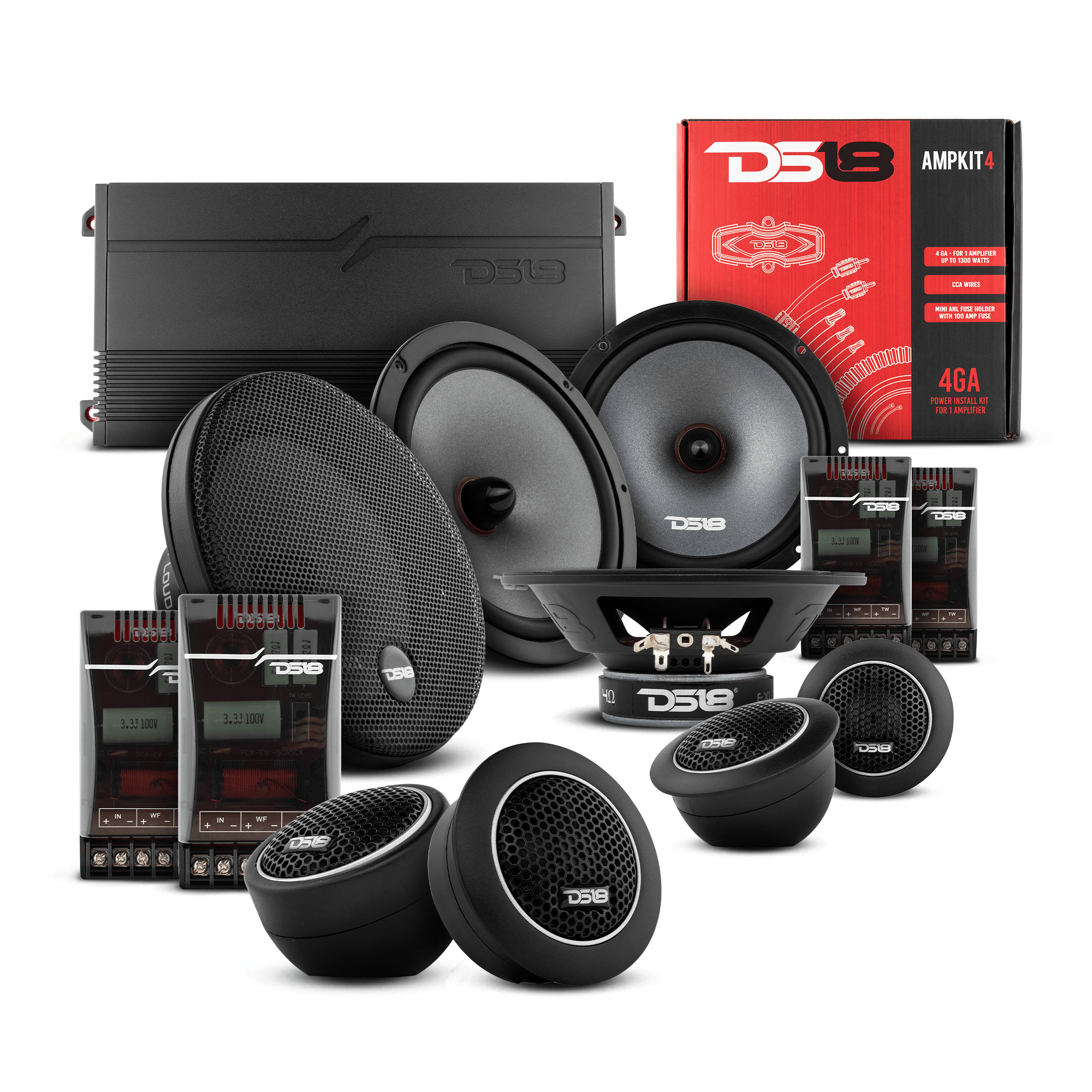 DS18 2008-2021 Honda CR-V  Front and Back Doors Speakers Best Upgrade/Replacement Package 1800 Watts