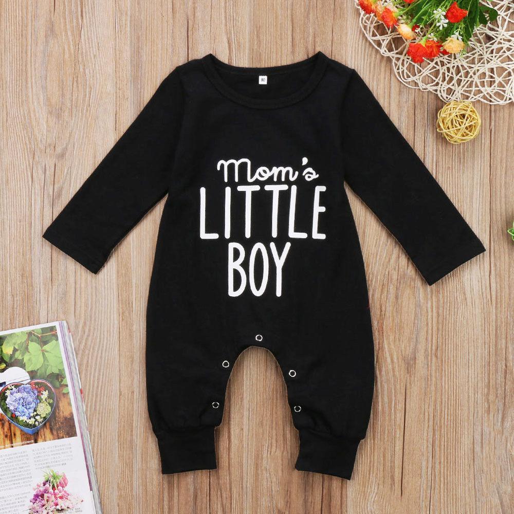 Modern New Romper Jumpsuit For Newborn Toddler Infant Baby Boys Romper Long Sleeve Jumpsuit Playsuit With Words Moms Little Boy