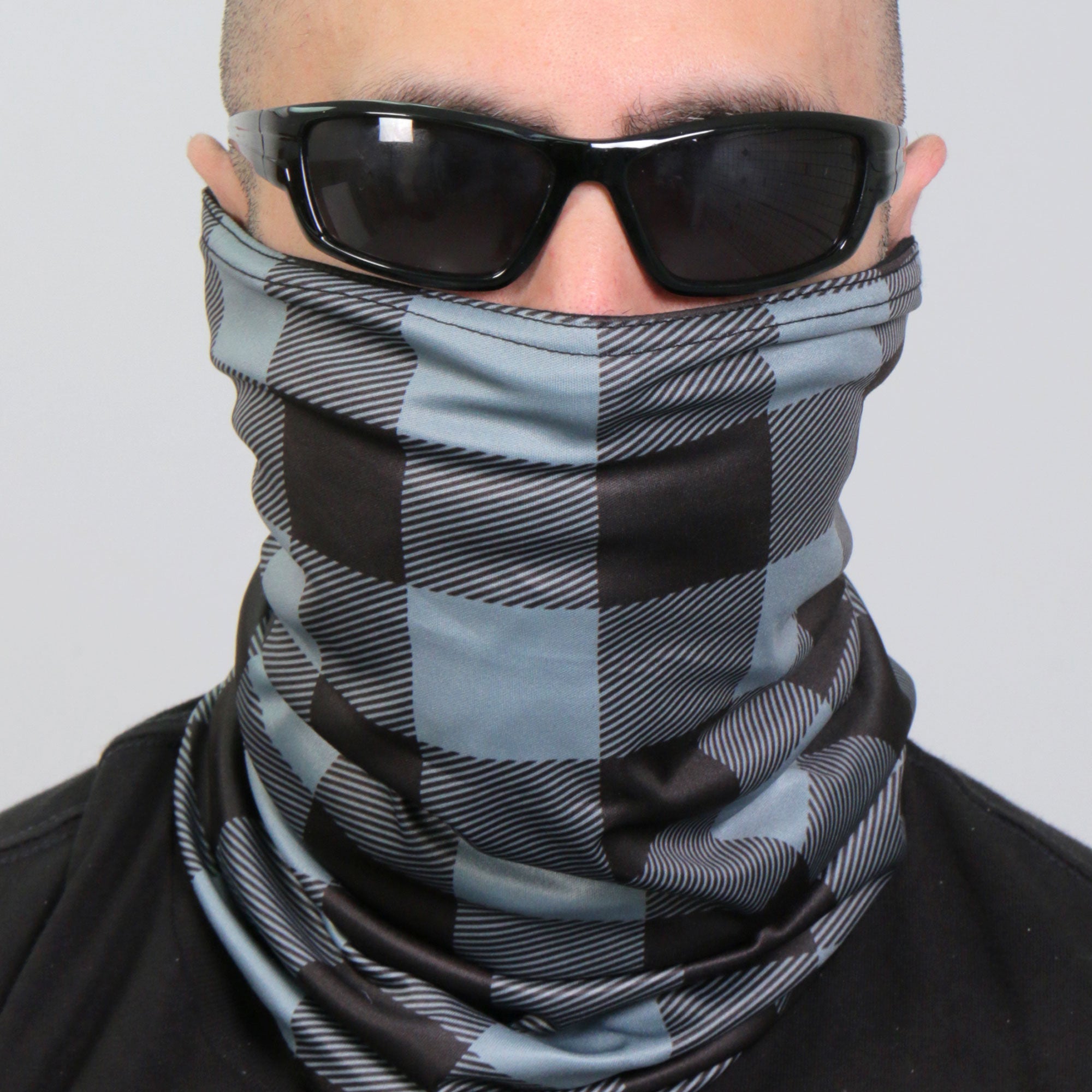 HWN2021 Gray and Black Plaid Neck Gaiter