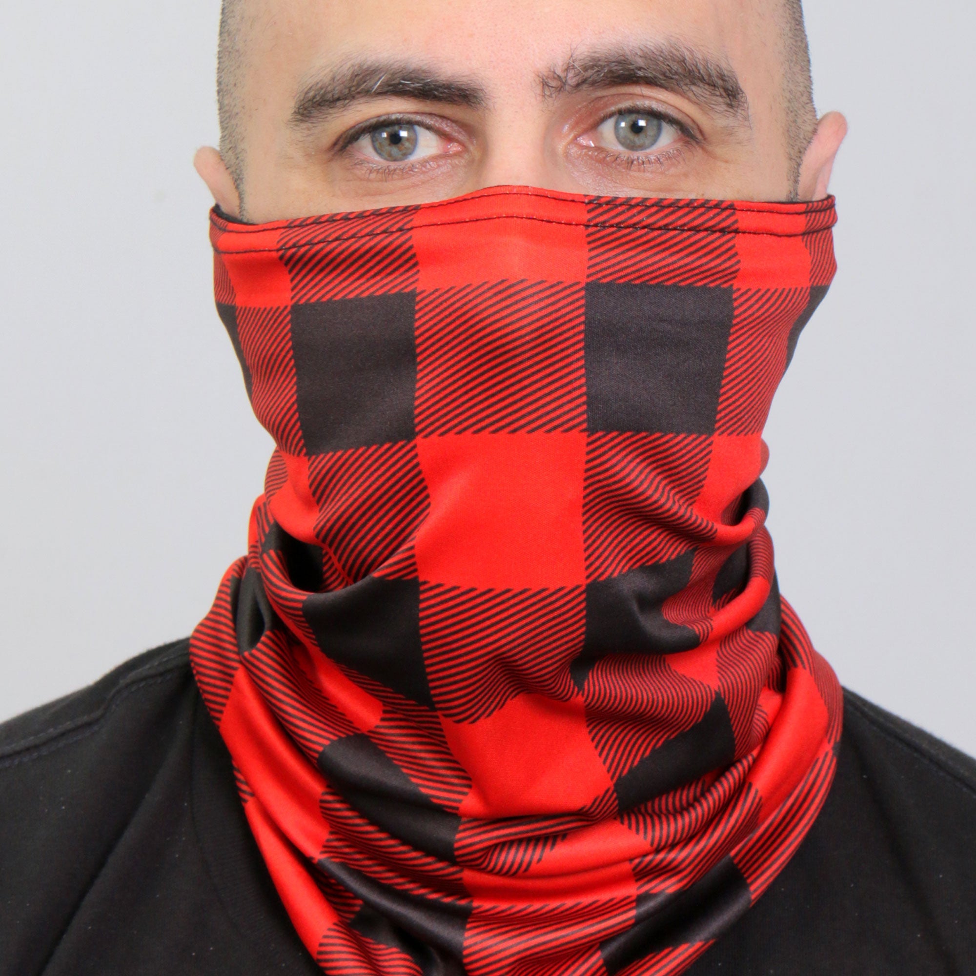 HWN2022 Red & Black Plaid Neck Gaiter
