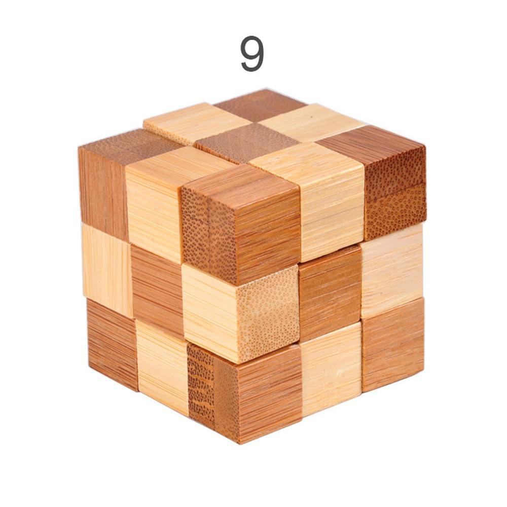 12 Style Brain Teaser 3D Wooden Interlocking Puzzles Game Toy Bamboo S ...