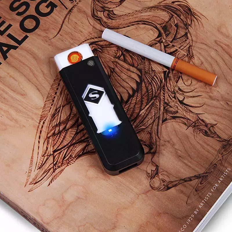 Luxury Modern New Personality USB Cigarette Lighter Fingerprint Induction  Electronic Lighter Rechargeable