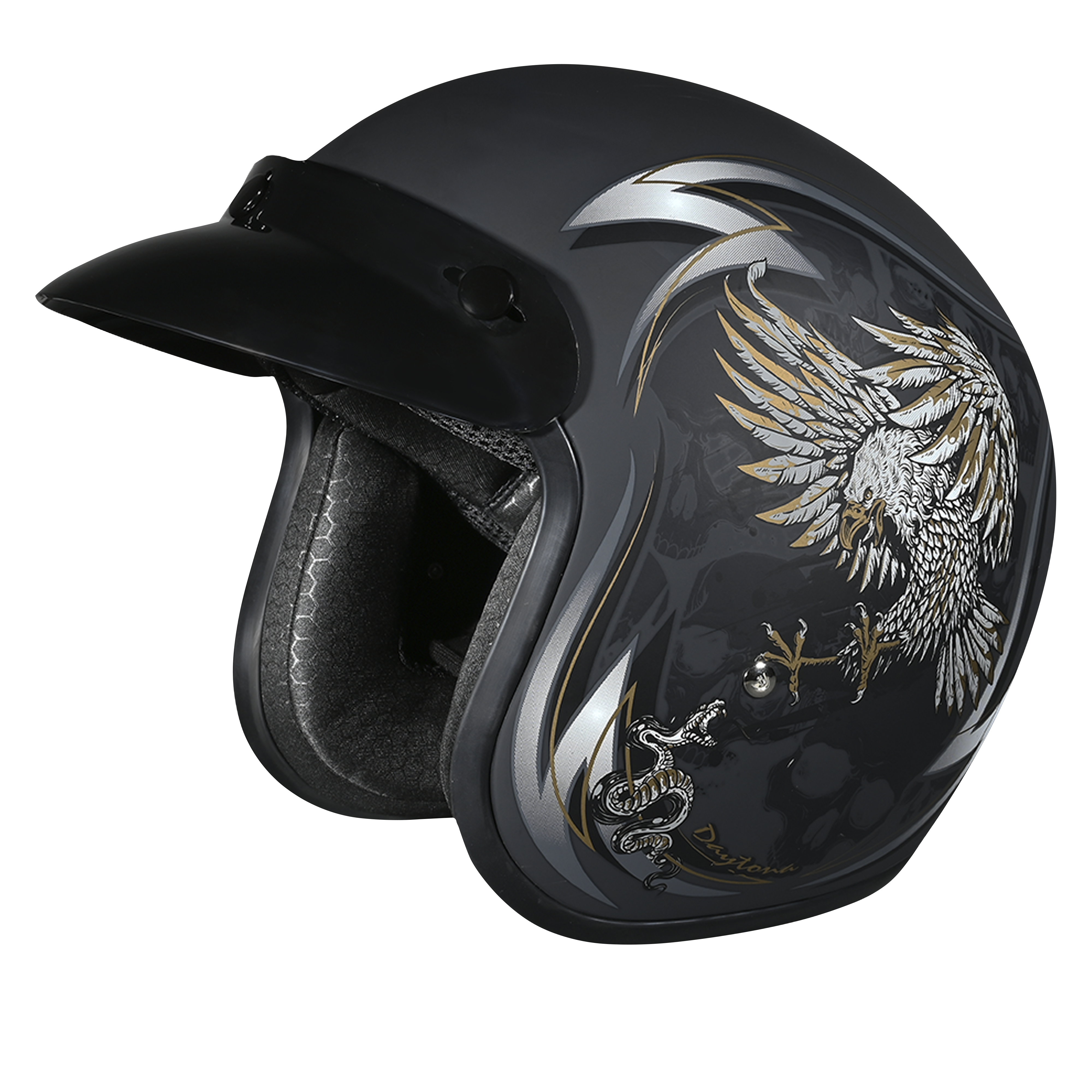 DOT Approved Daytona Cruiser Open Face Motorcycle Helmet - Men, Women & Youth - With Visor & Graphics - W/ Wild Soul