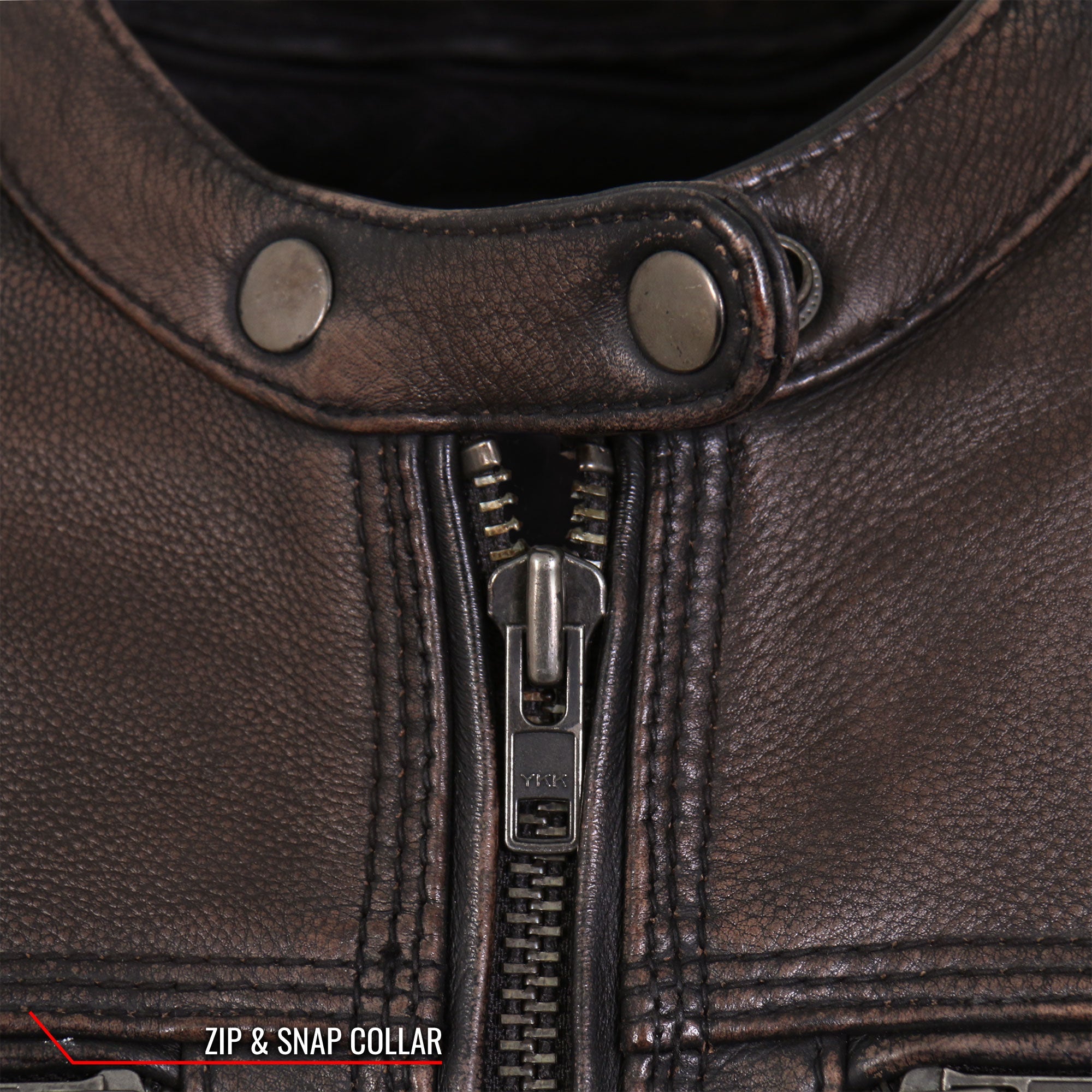 JKL1024 Ladies Distressed Brown Motorcycle Leather Biker Jacket with  Concealed carry Pockets