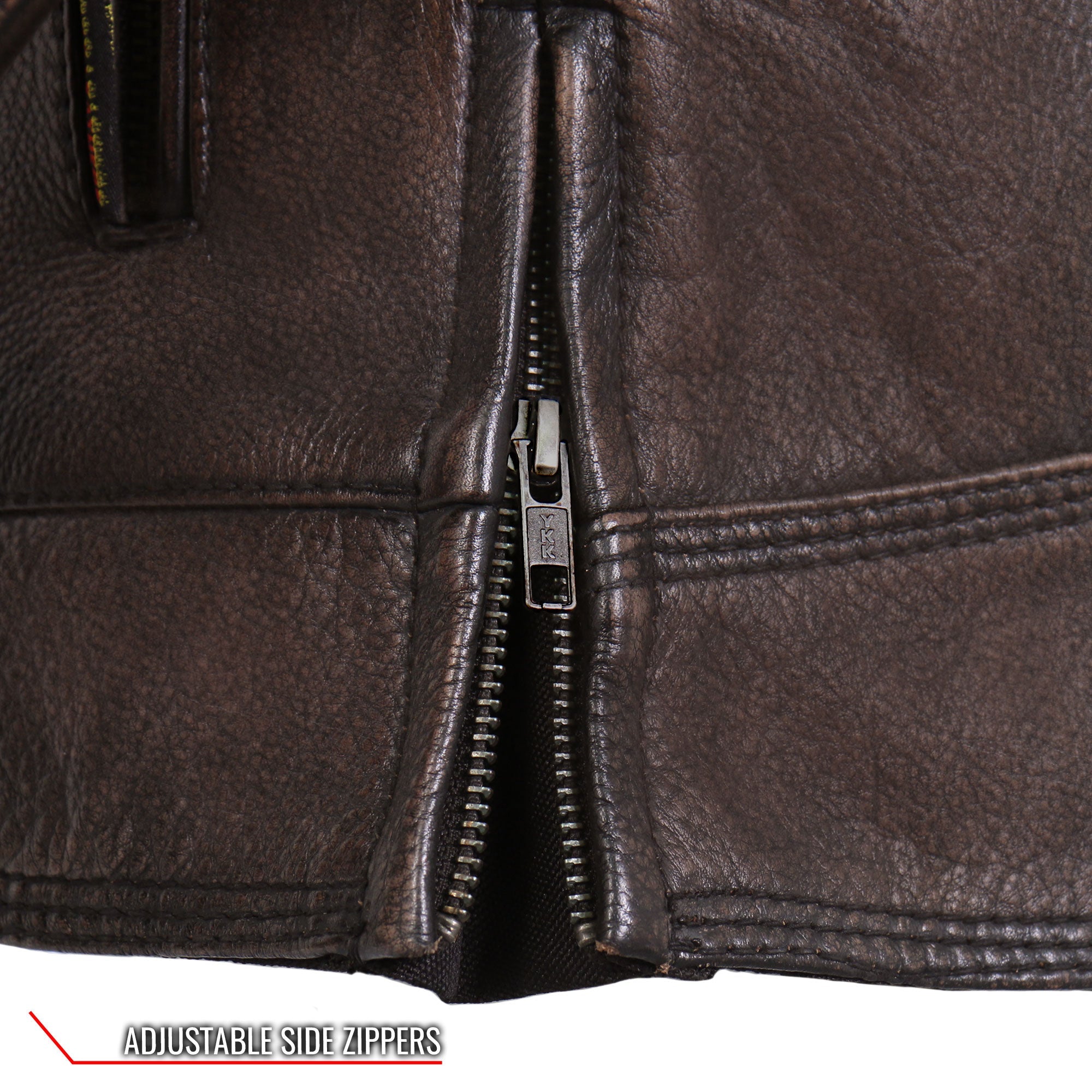 JKL1024 Ladies Distressed Brown Motorcycle Leather Biker Jacket with  Concealed carry Pockets