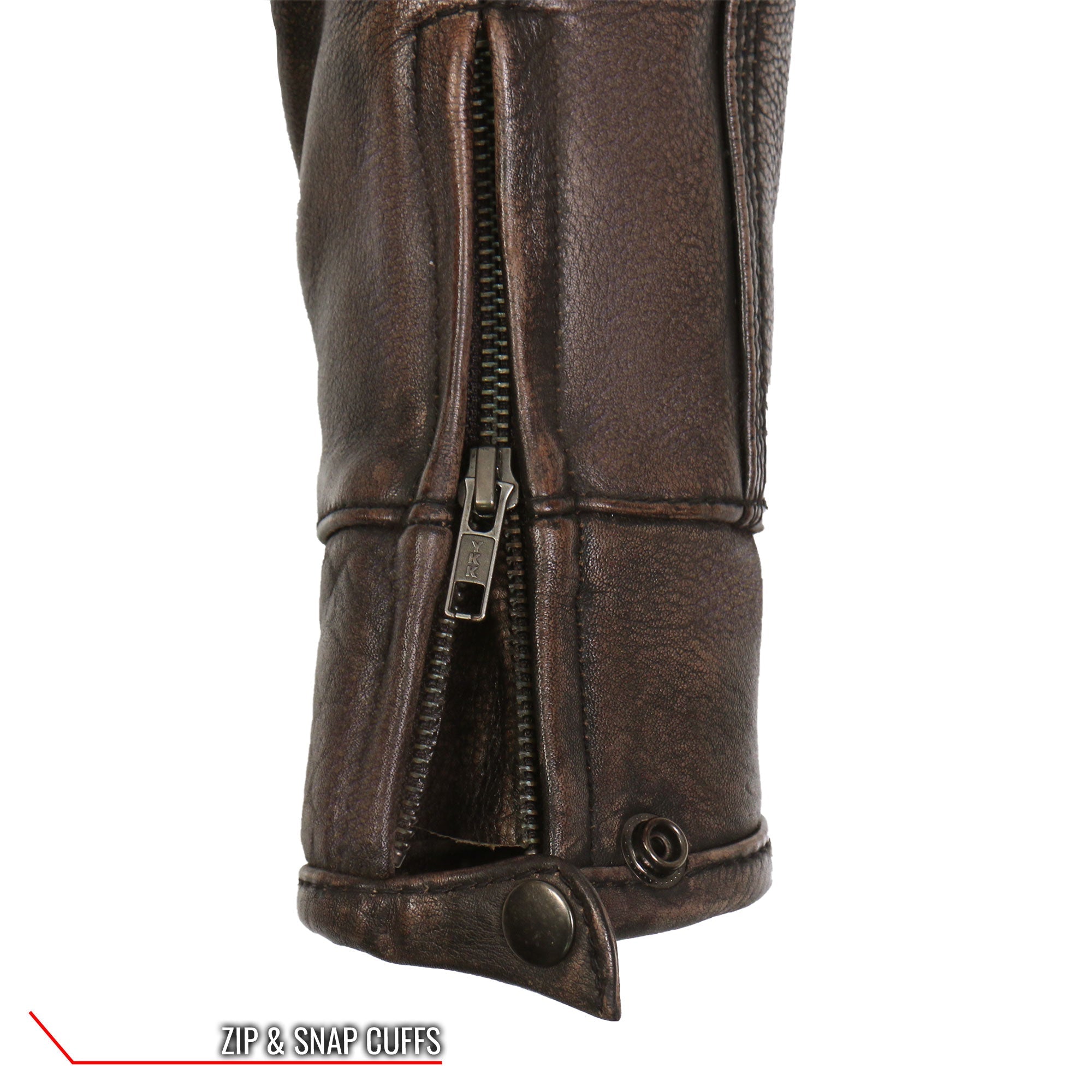 JKL1024 Ladies Distressed Brown Motorcycle Leather Biker Jacket with  Concealed carry Pockets