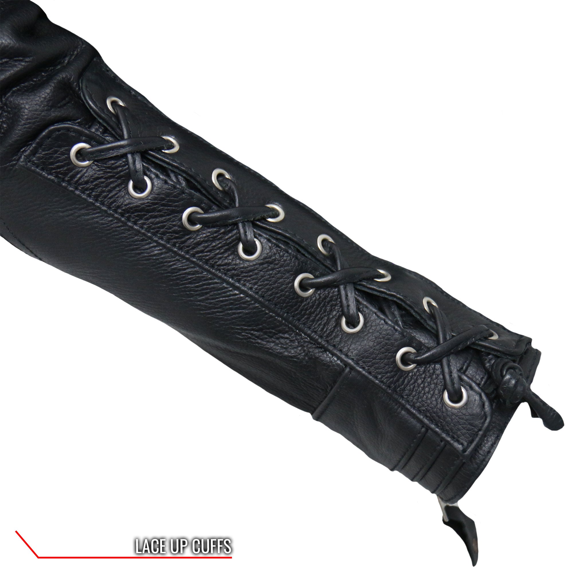 JKL1025 Ladies Motorcycle style Lace Up Sleeves Leather Biker Jacket