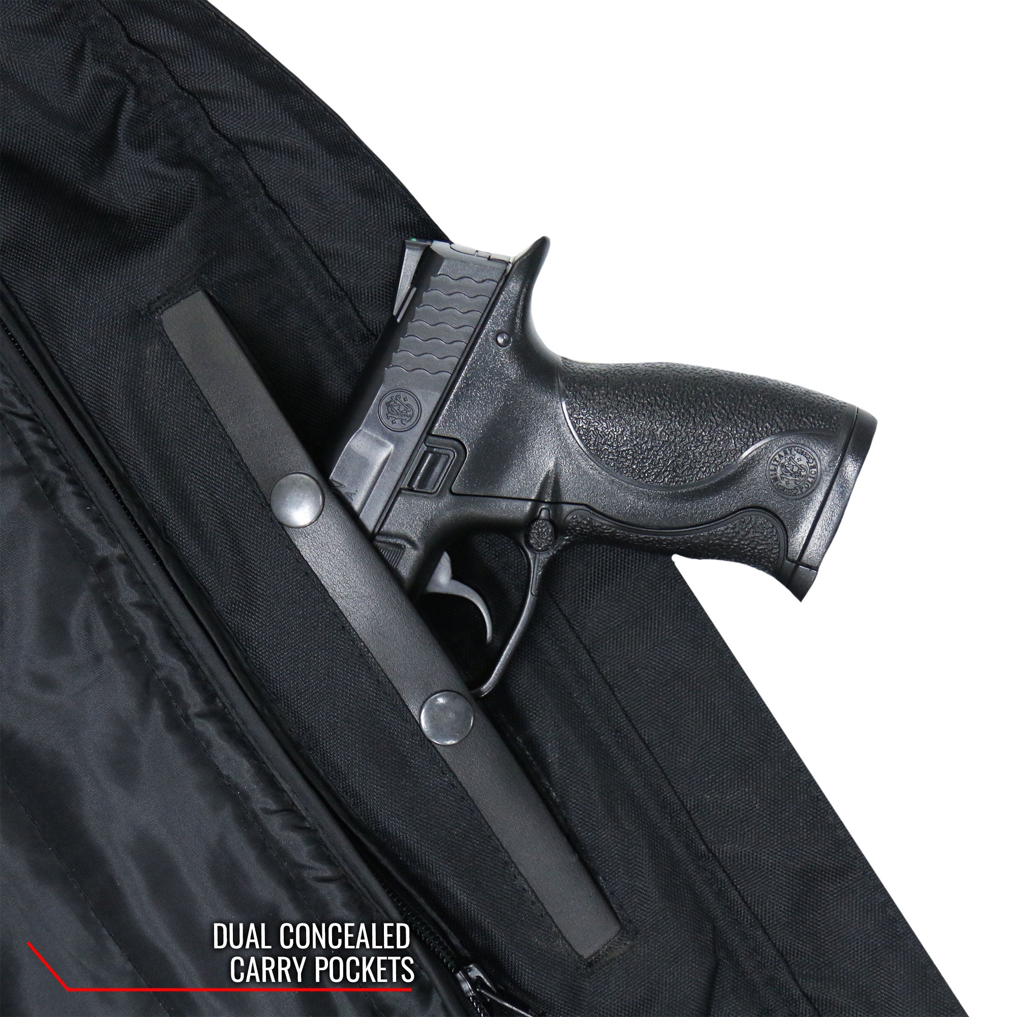 JKL1028 Studs and Fringe Ladies Black Motorcycle style Carry Conceal Leather Biker Jacket