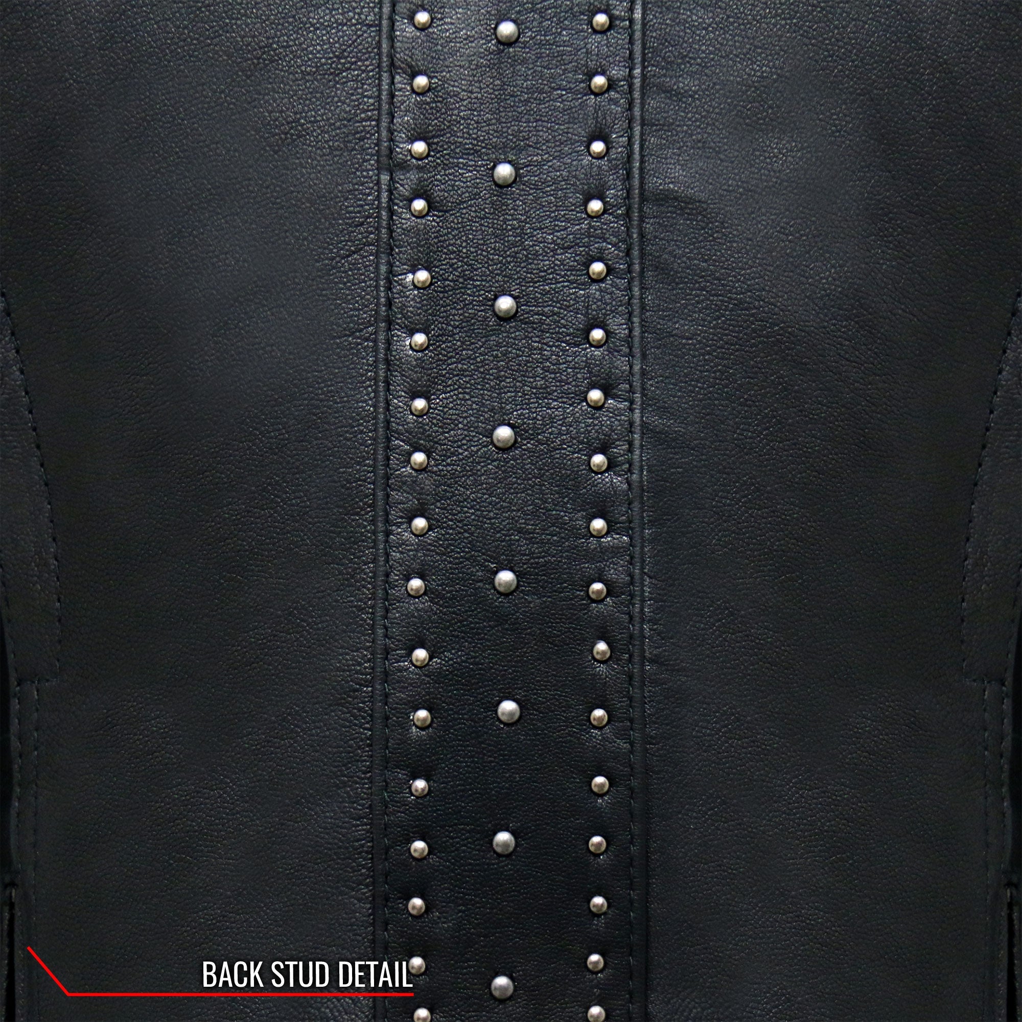 JKL1028 Studs and Fringe Ladies Black Motorcycle style Carry Conceal Leather Biker Jacket