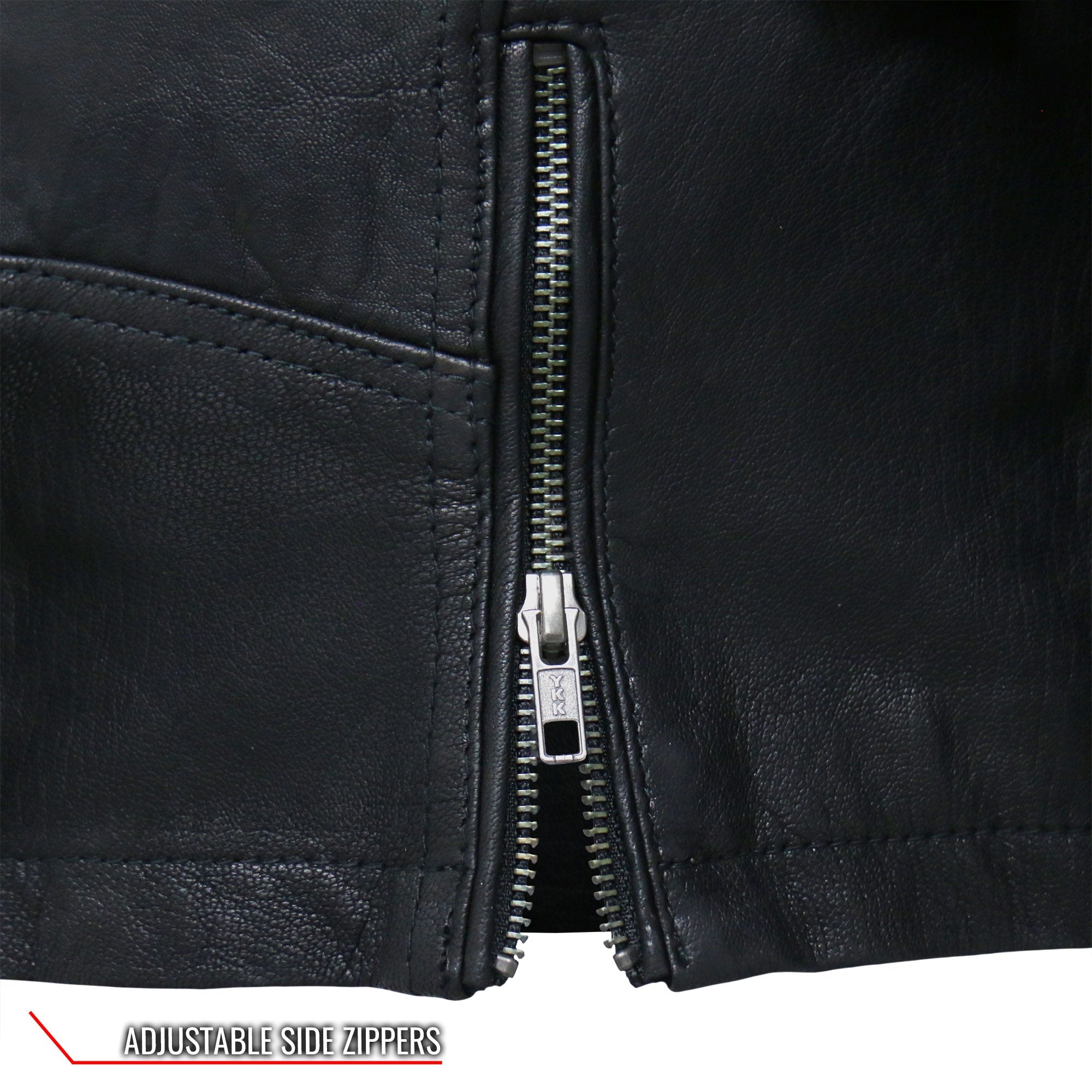 JKL1028 Studs and Fringe Ladies Black Motorcycle style Carry Conceal Leather Biker Jacket