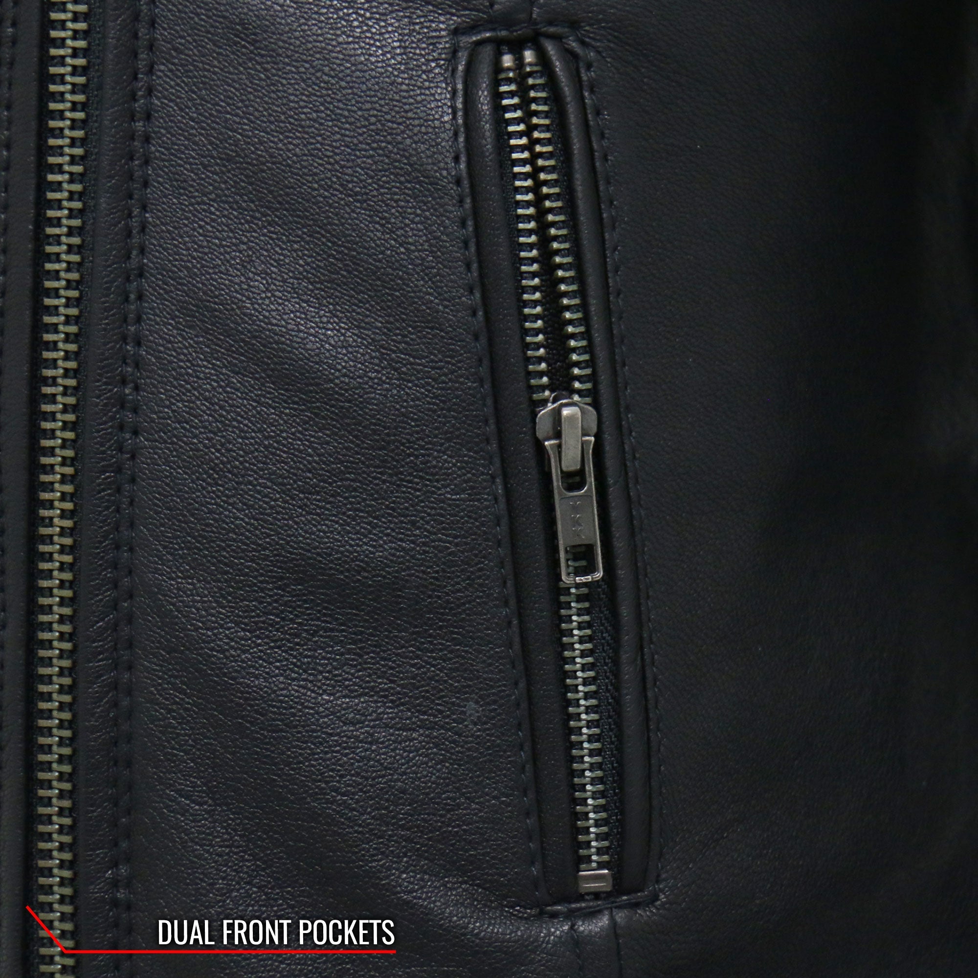 JKL1029 Ladies Leather Motorcycle Concealed carry Biker Jacket with Vents and Side Zippers