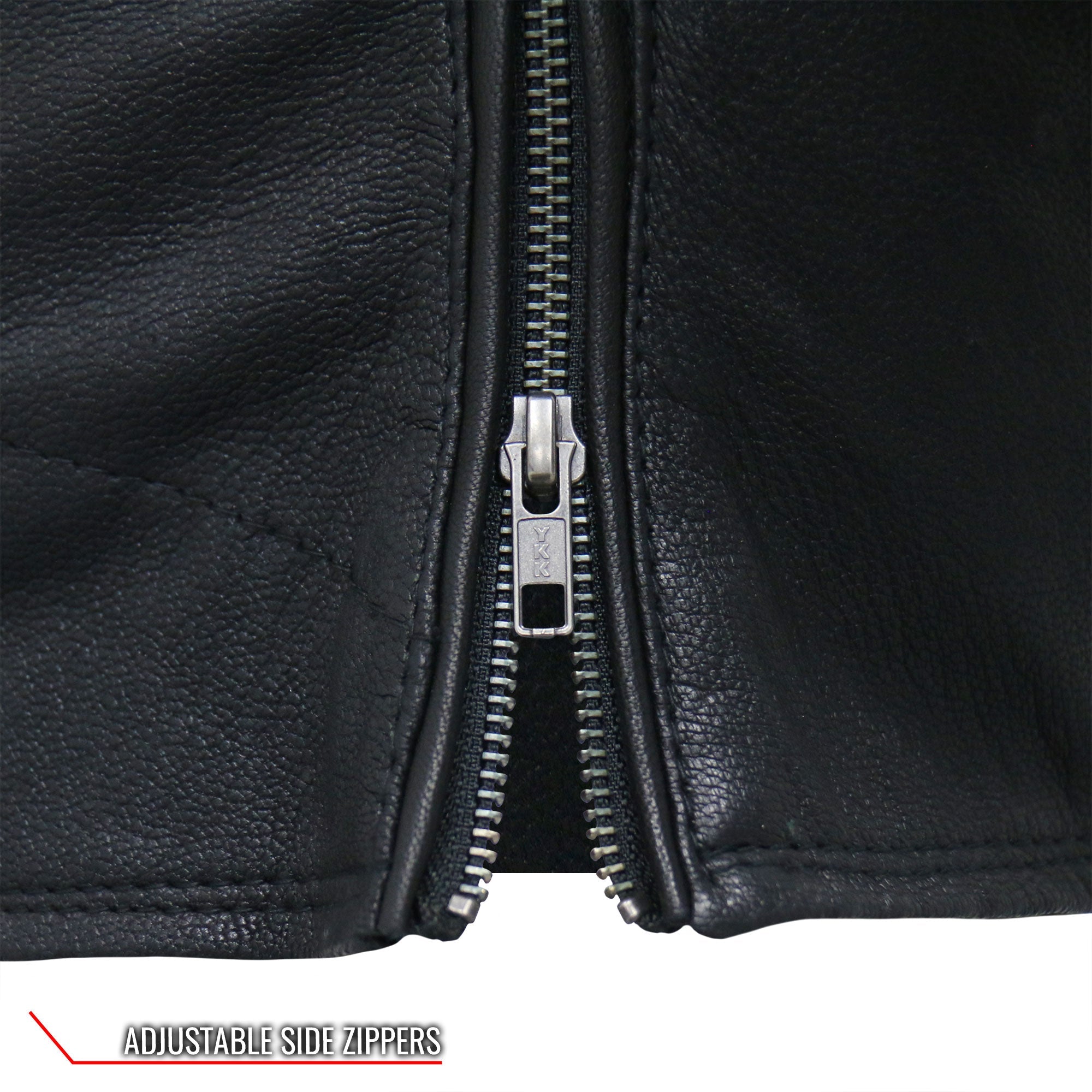 JKL1029 Ladies Leather Motorcycle Concealed carry Biker Jacket with Vents and Side Zippers