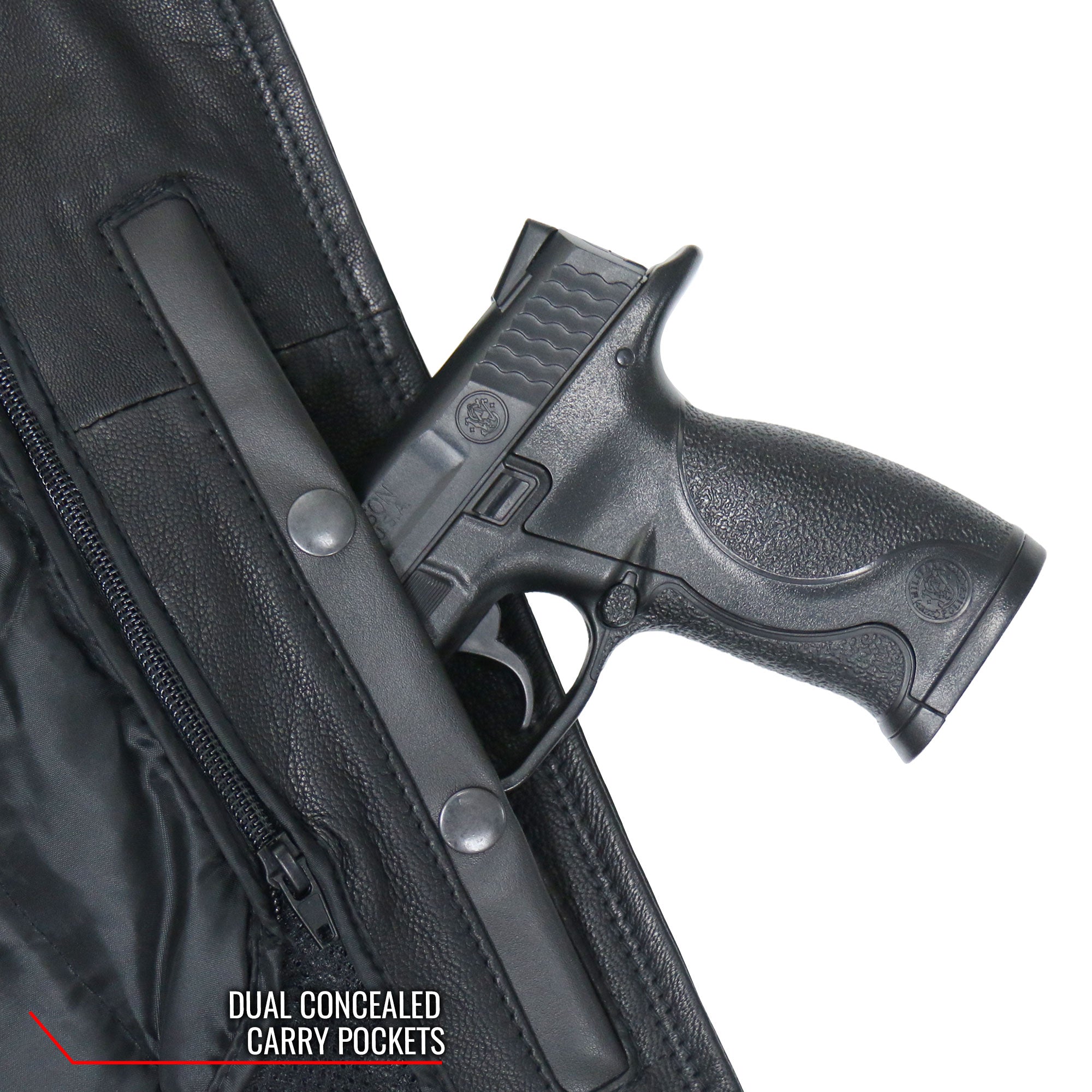 JKL1029 Ladies Leather Motorcycle Concealed carry Biker Jacket with Vents and Side Zippers