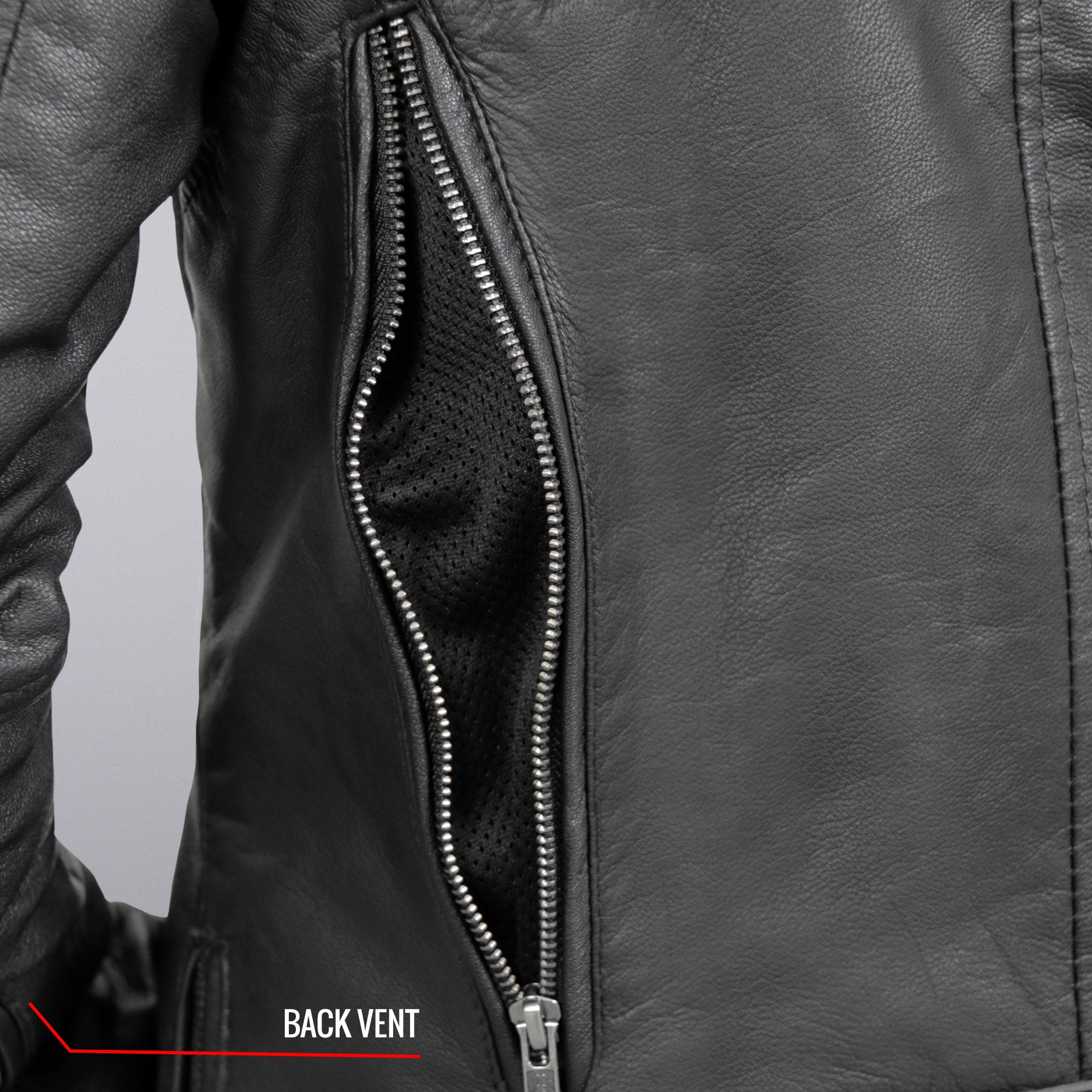 JKL1029 Ladies Leather Motorcycle Concealed carry Biker Jacket with Vents and Side Zippers