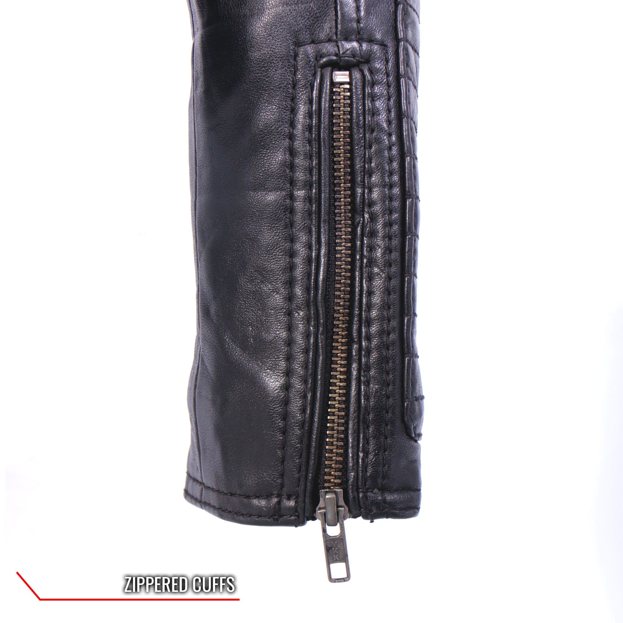 JKL1030 Ladies Lightweight Motorcycle Black Leather Biker Jacket with Side Buckles