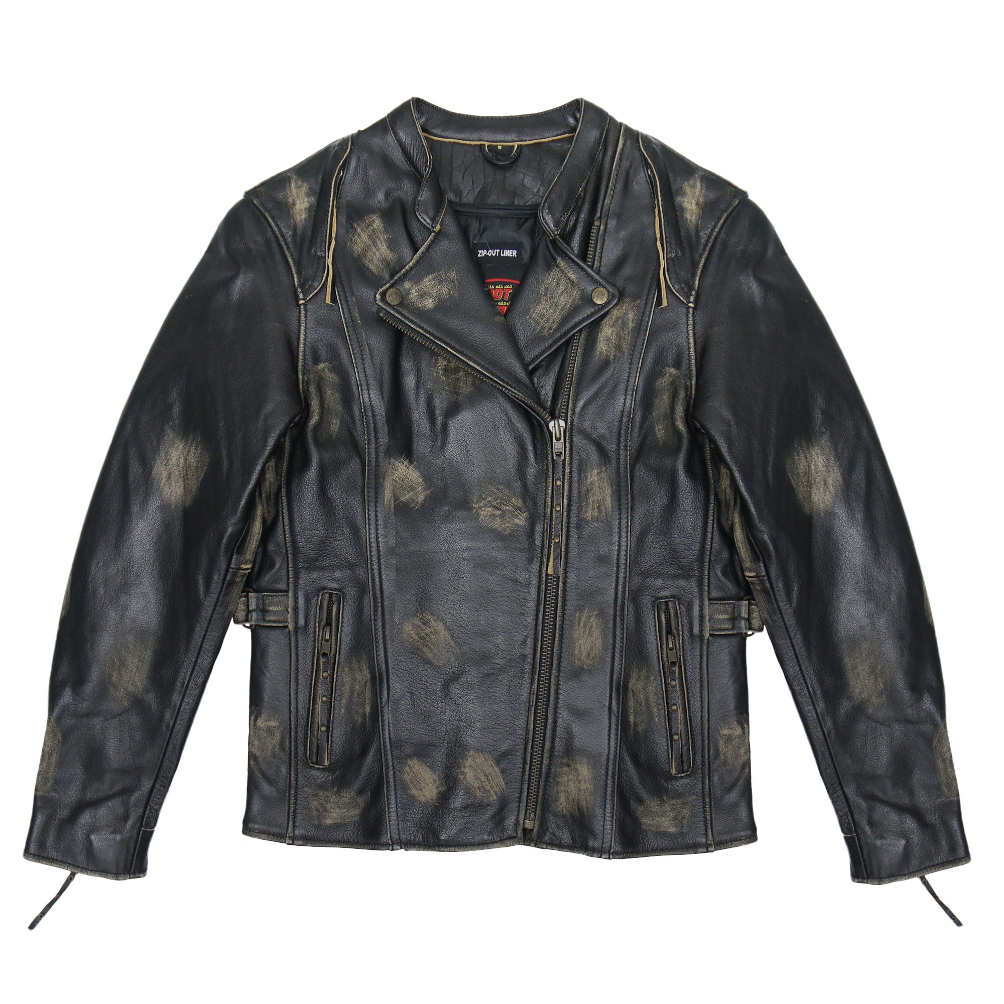 JKL1031 Ladies Vented Distressed Brown Leather Jacket