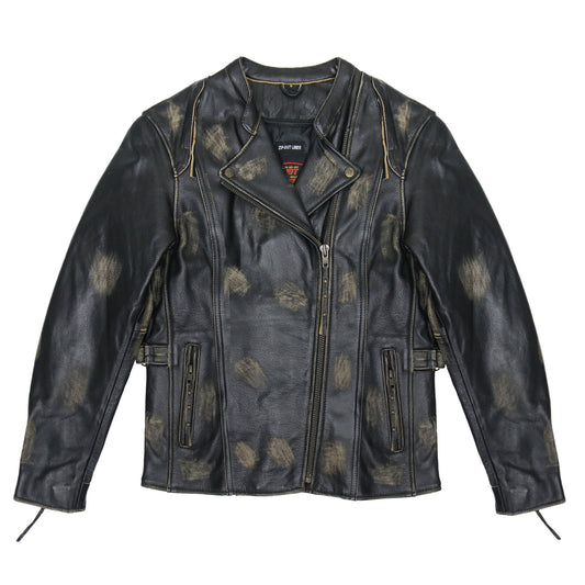 JKL1031 Ladies Vented Distressed Brown Leather Jacket