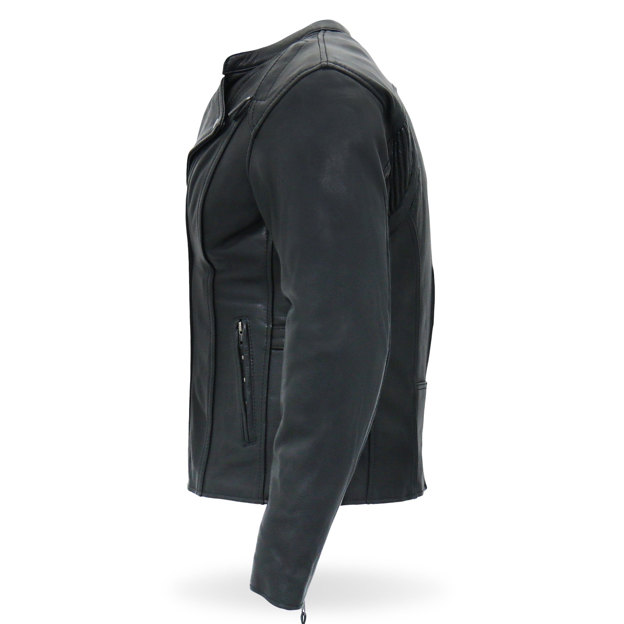 JKL1032 Ladies Motorcycle Black Leather Biker Jacket with Vented Side Snaps