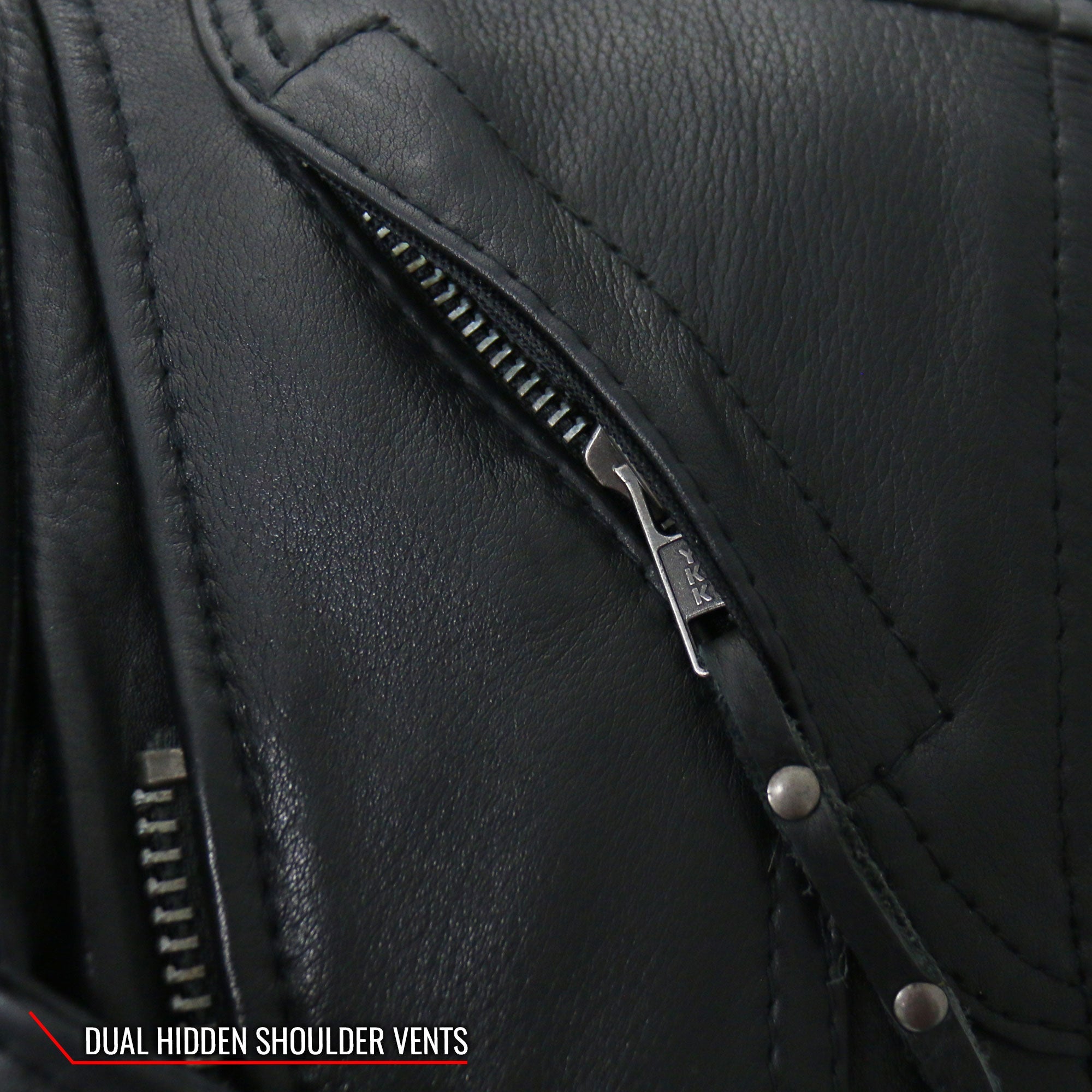 JKL1032 Ladies Motorcycle Black Leather Biker Jacket with Vented Side Snaps