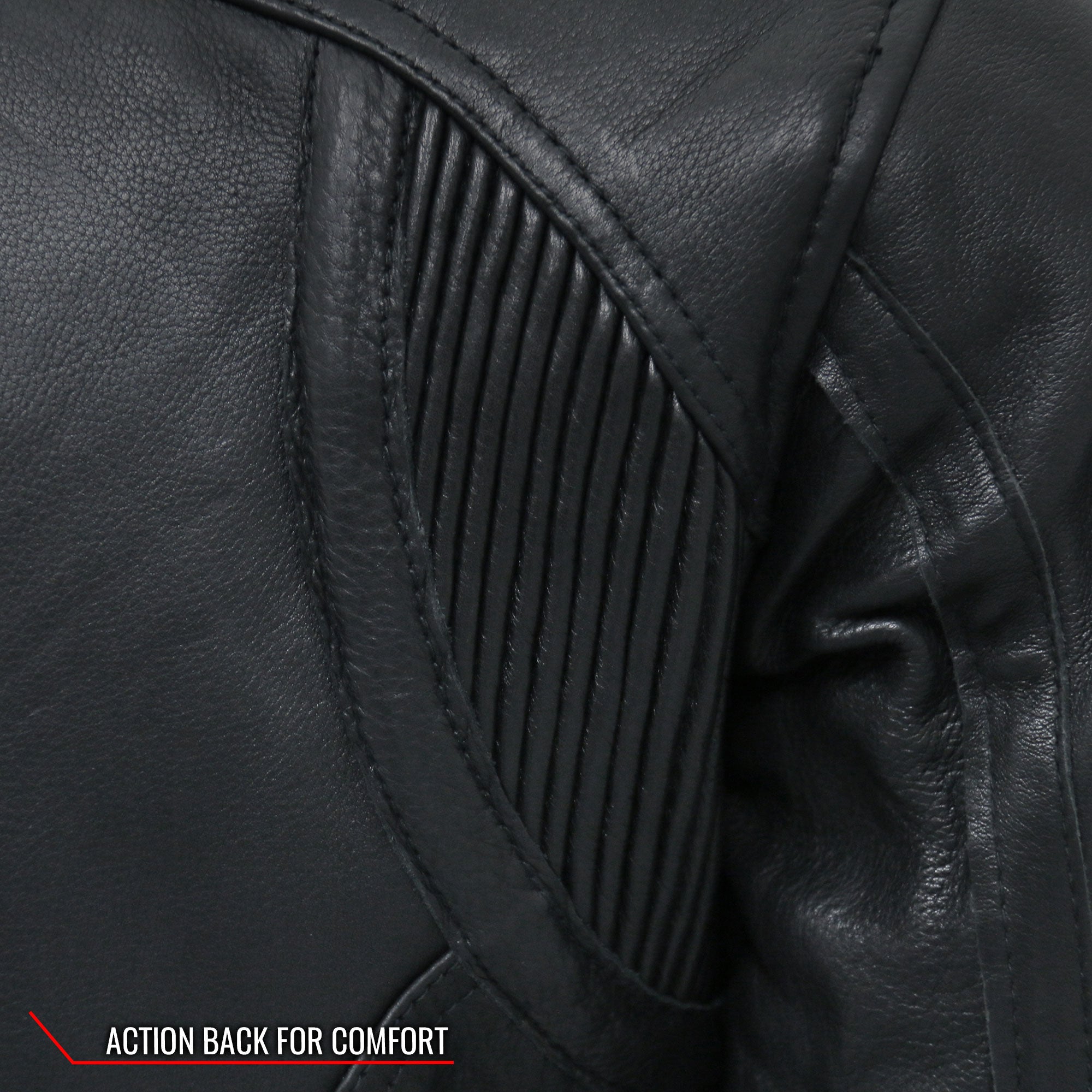 JKL1032 Ladies Motorcycle Black Leather Biker Jacket with Vented Side Snaps