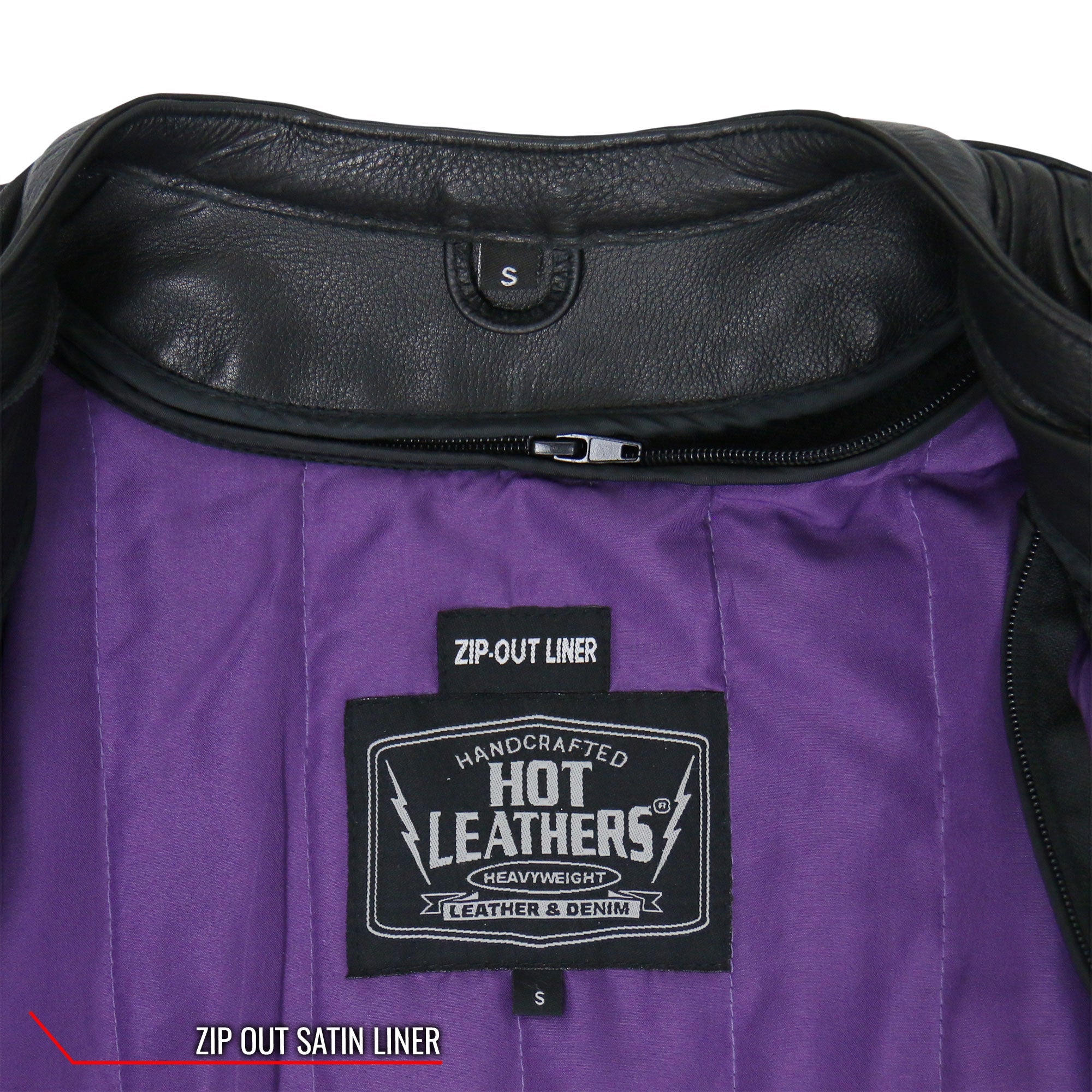 JKL1032 Ladies Motorcycle Black Leather Biker Jacket with Vented Side Snaps