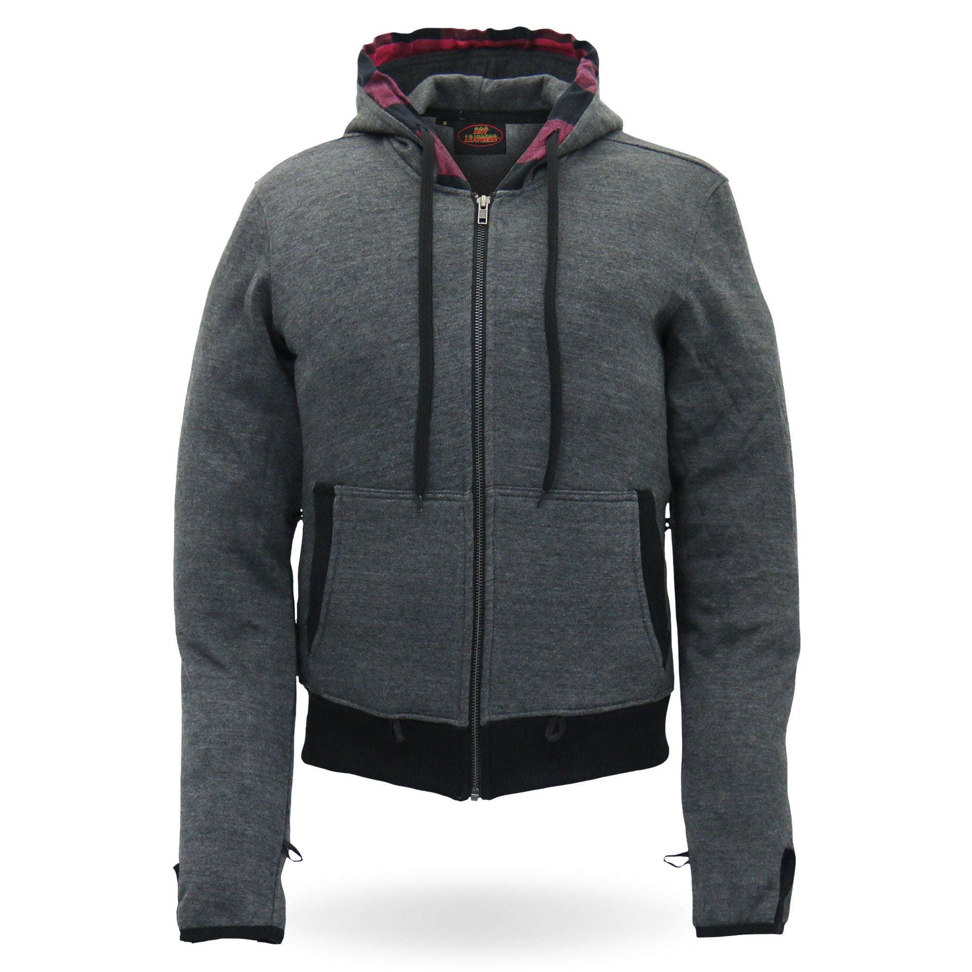 JKL1033 Ladies Biker Black Leather Motorcycle Jacket with Removable Hoodie