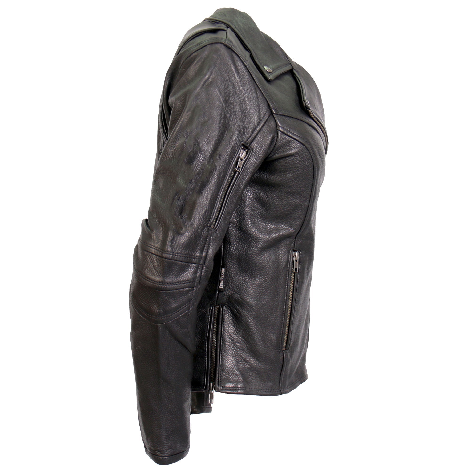 JKL1034 Ladies Biker Black Leather Motorcycle Jacket with Plaid Flannel Lining