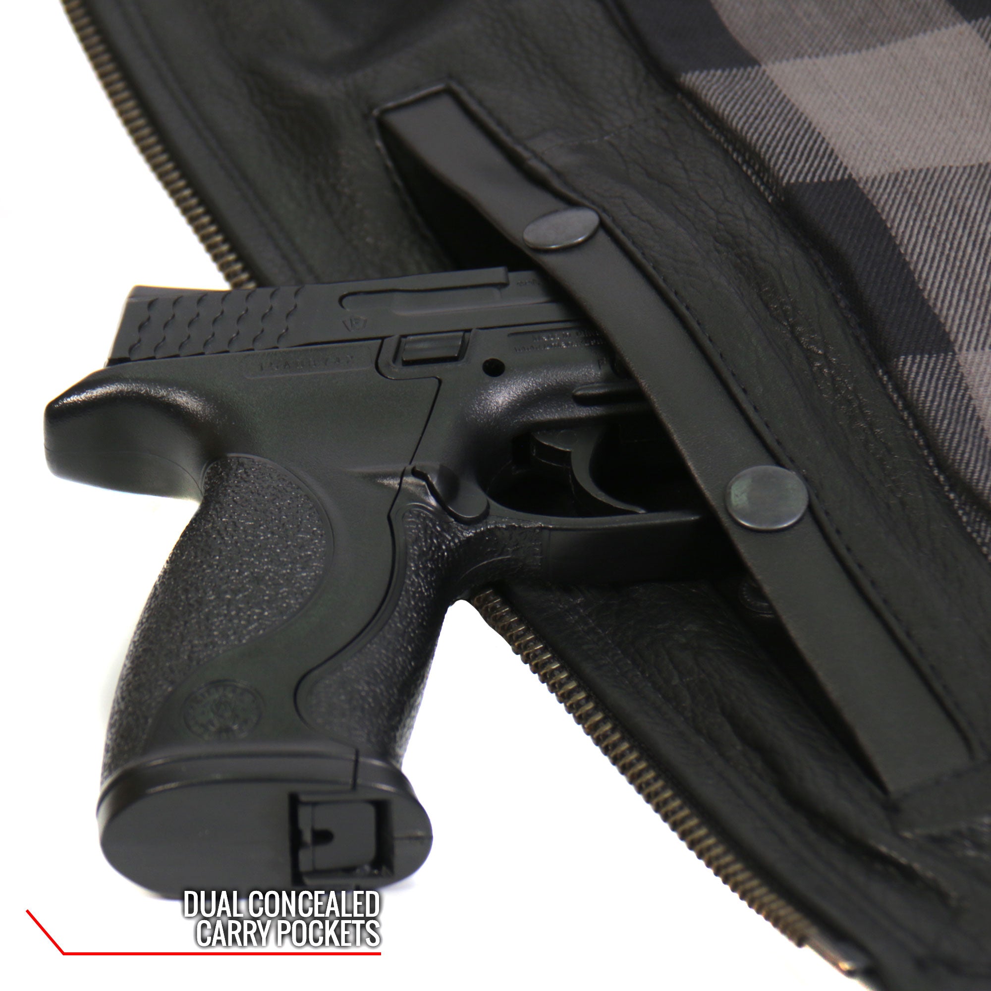 JKL1034 Ladies Biker Black Leather Motorcycle Jacket with Plaid Flannel Lining