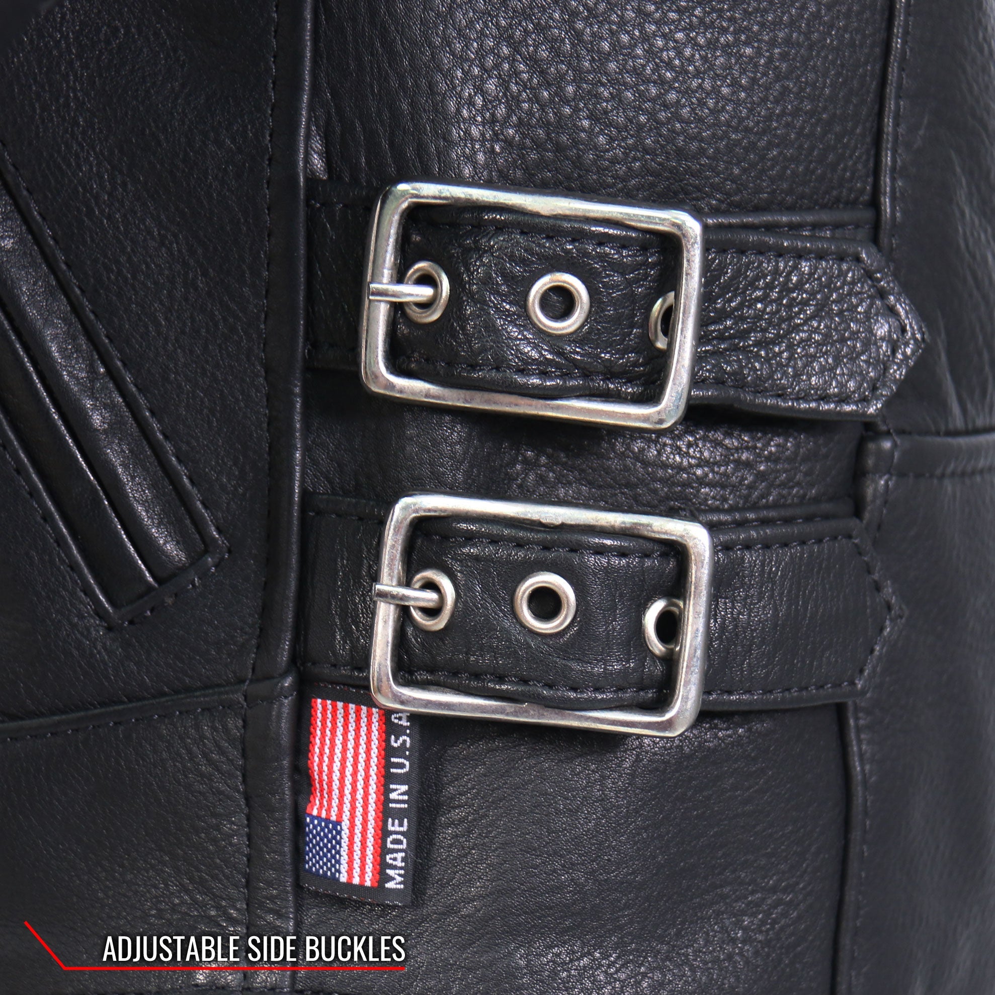 JKL5001 USA Made Ladies Vented Motorcycle Black Leather Biker Jacket