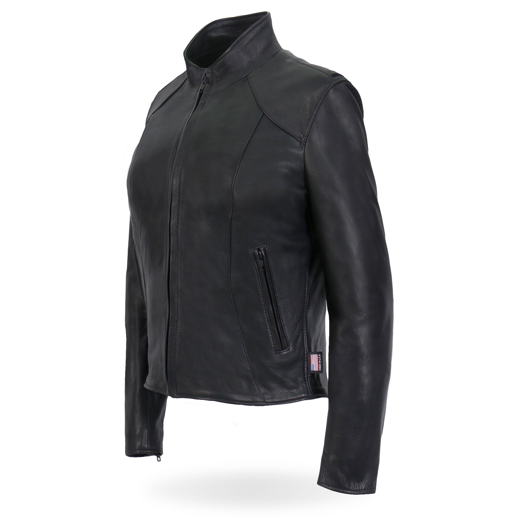 JKL5003 USA Made Ladies Clean Cut Leather Motorcycle Biker Jacket