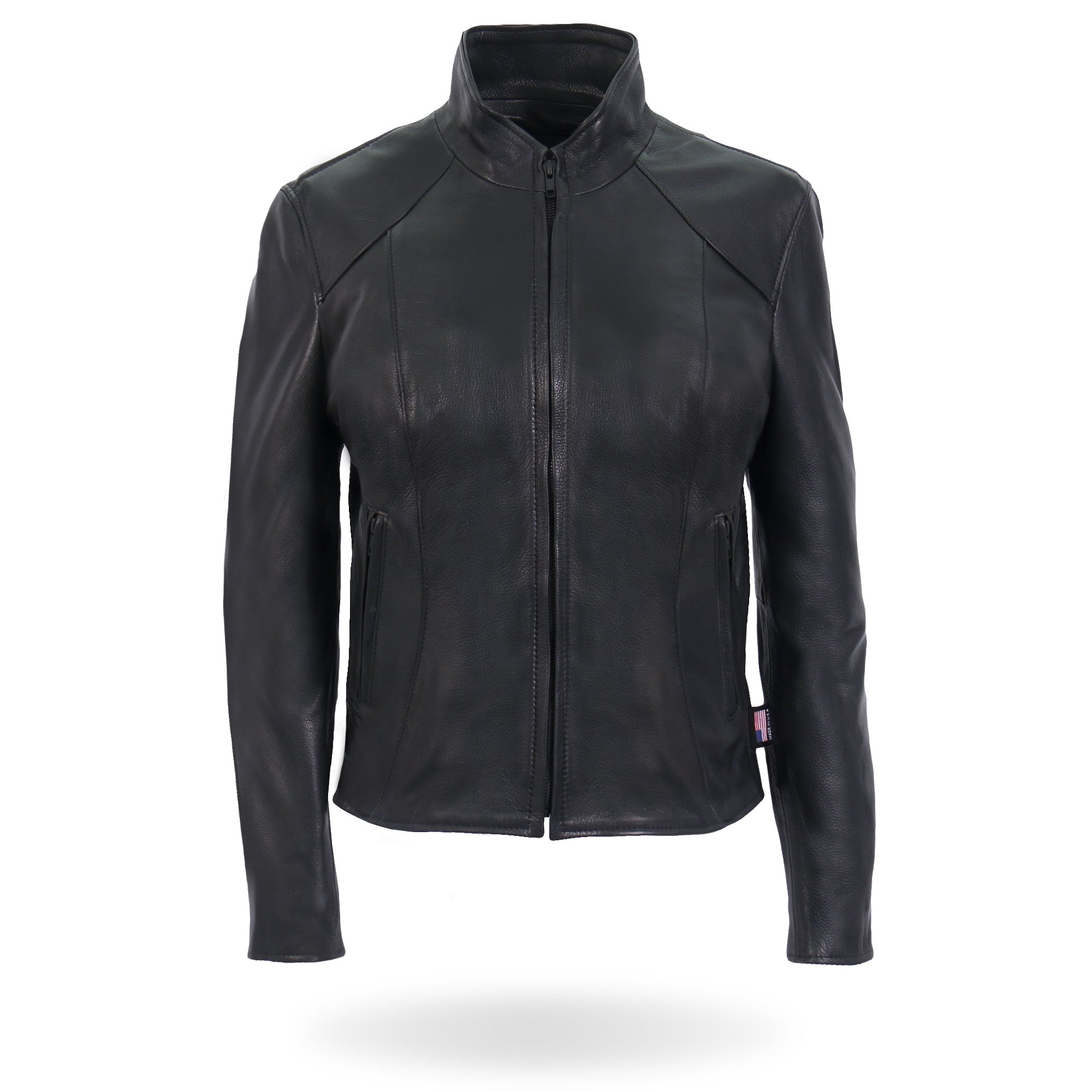 JKL5003 USA Made Ladies Clean Cut Leather Motorcycle Biker Jacket