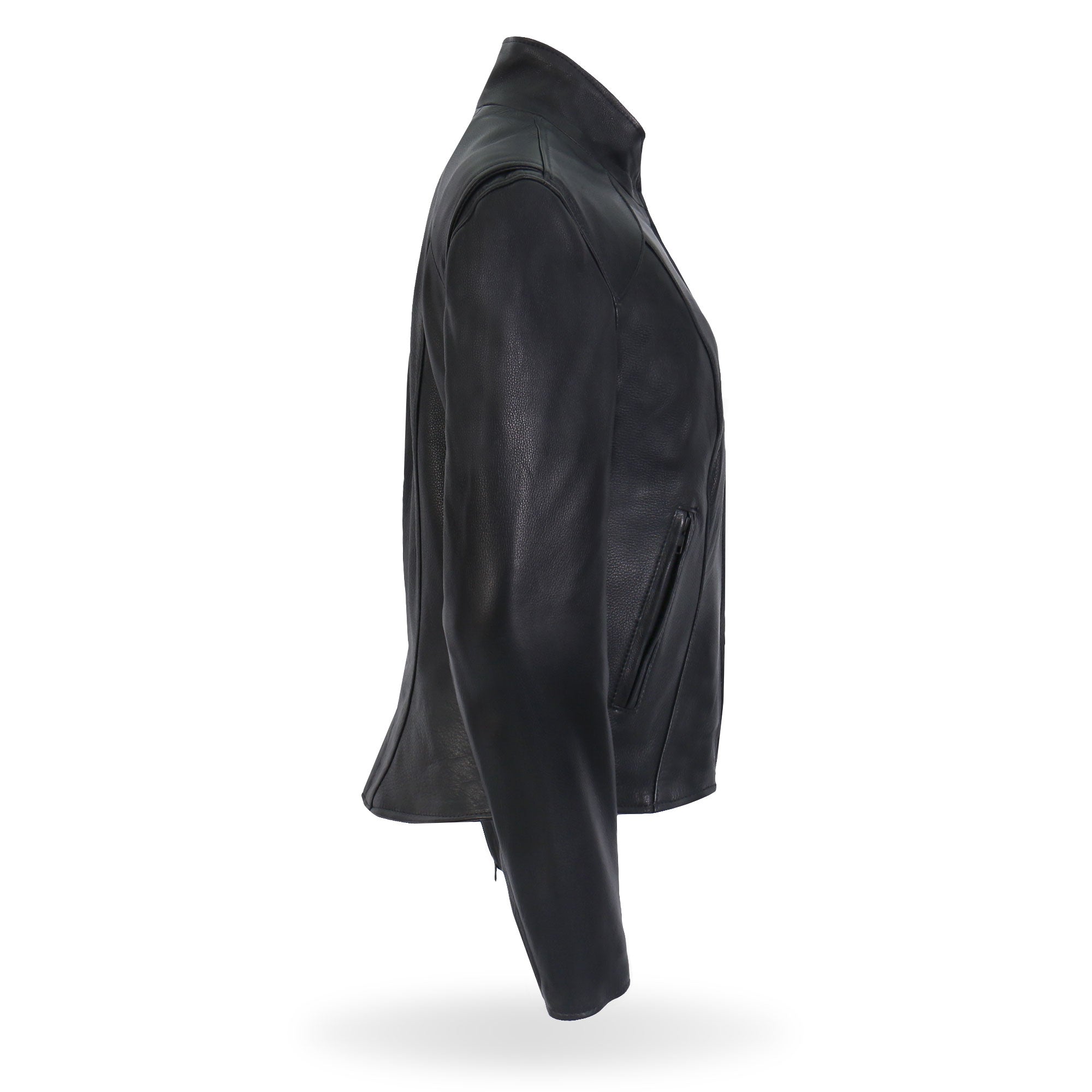 JKL5003 USA Made Ladies Clean Cut Leather Motorcycle Biker Jacket