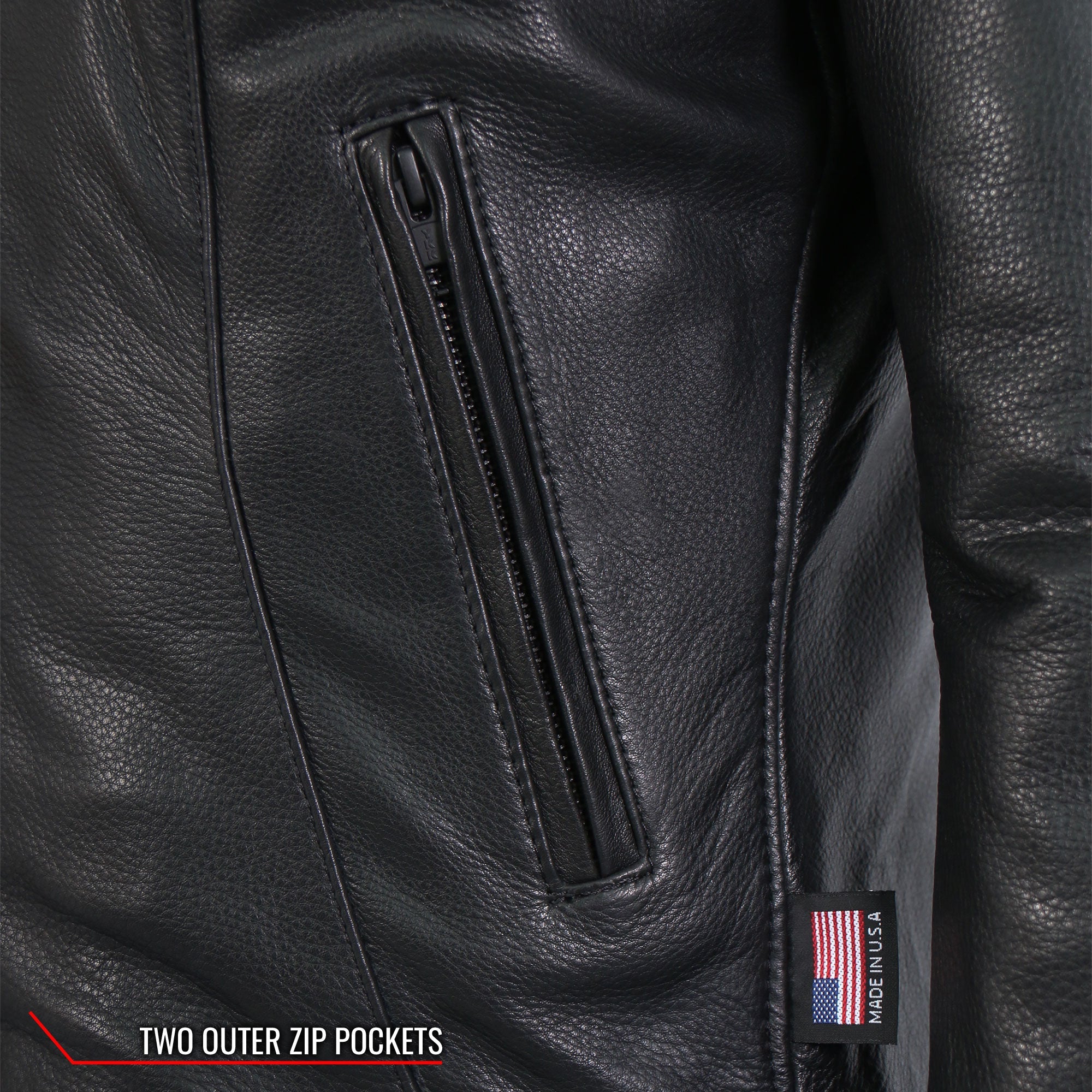 JKL5003 USA Made Ladies Clean Cut Leather Motorcycle Biker Jacket