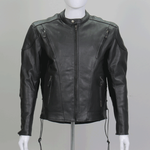 JKM1010 Men's Motorcycle Vented Leather Biker Jacket