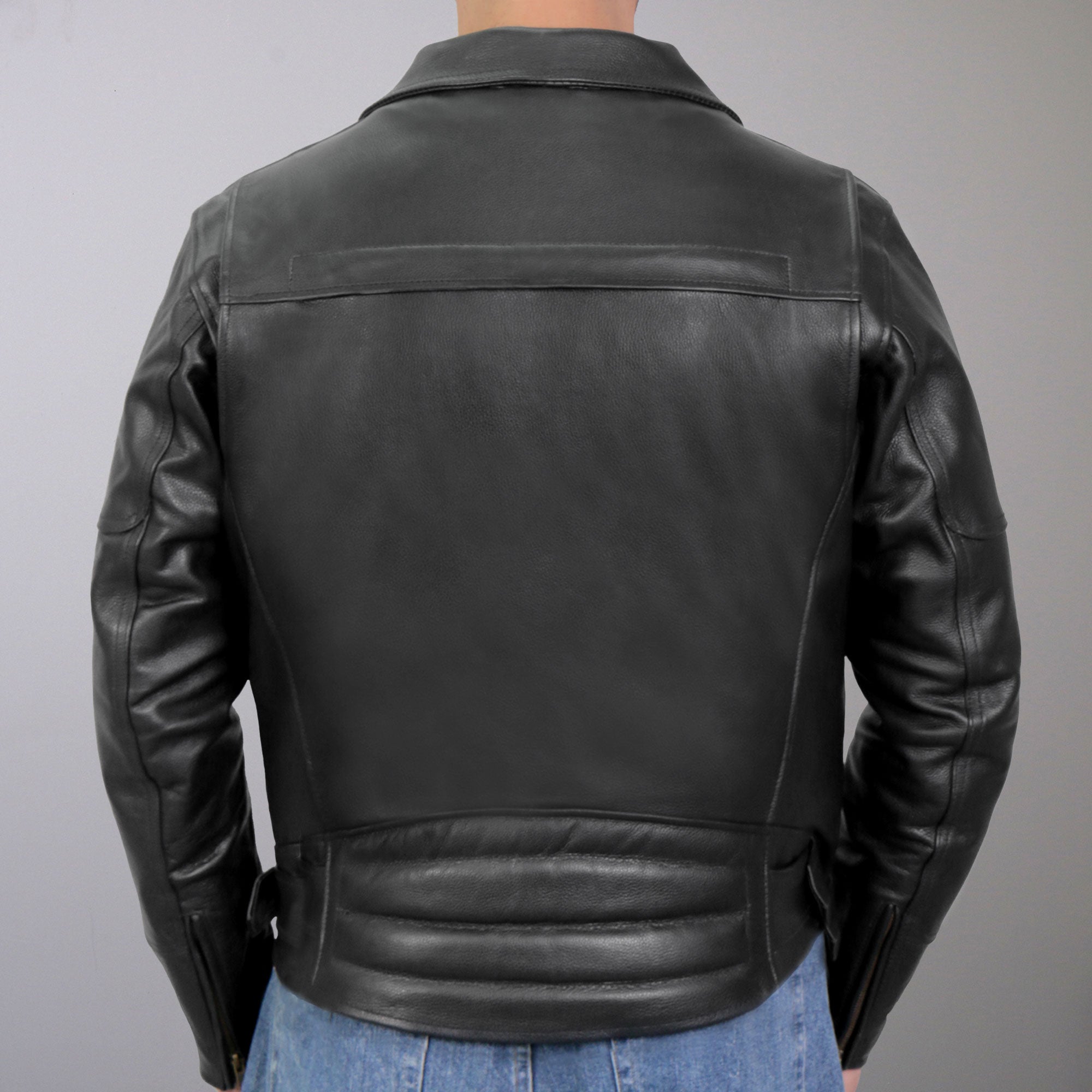 JKM1022 Mens Motorcycle Leather Biker Jacket with Concealed Carry Pocket