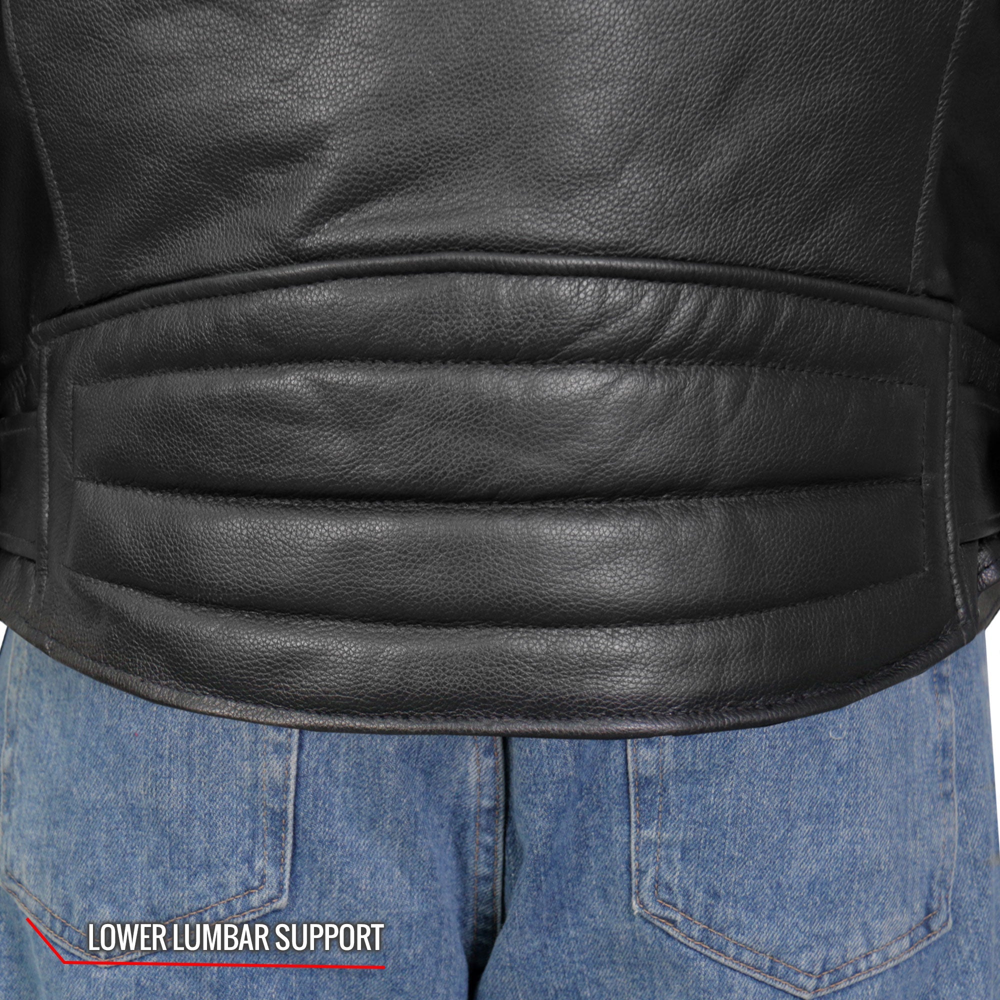 JKM1022 Mens Motorcycle Leather Biker Jacket with Concealed Carry Pocket