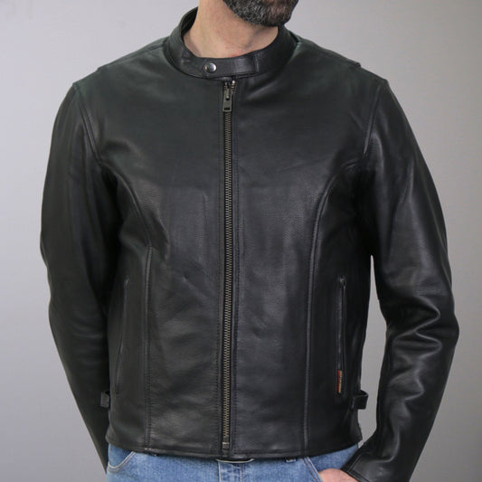 JKM1027 Men’s Black ‘Carry and Conceal’ Leather Motorcycle Biker Jacket