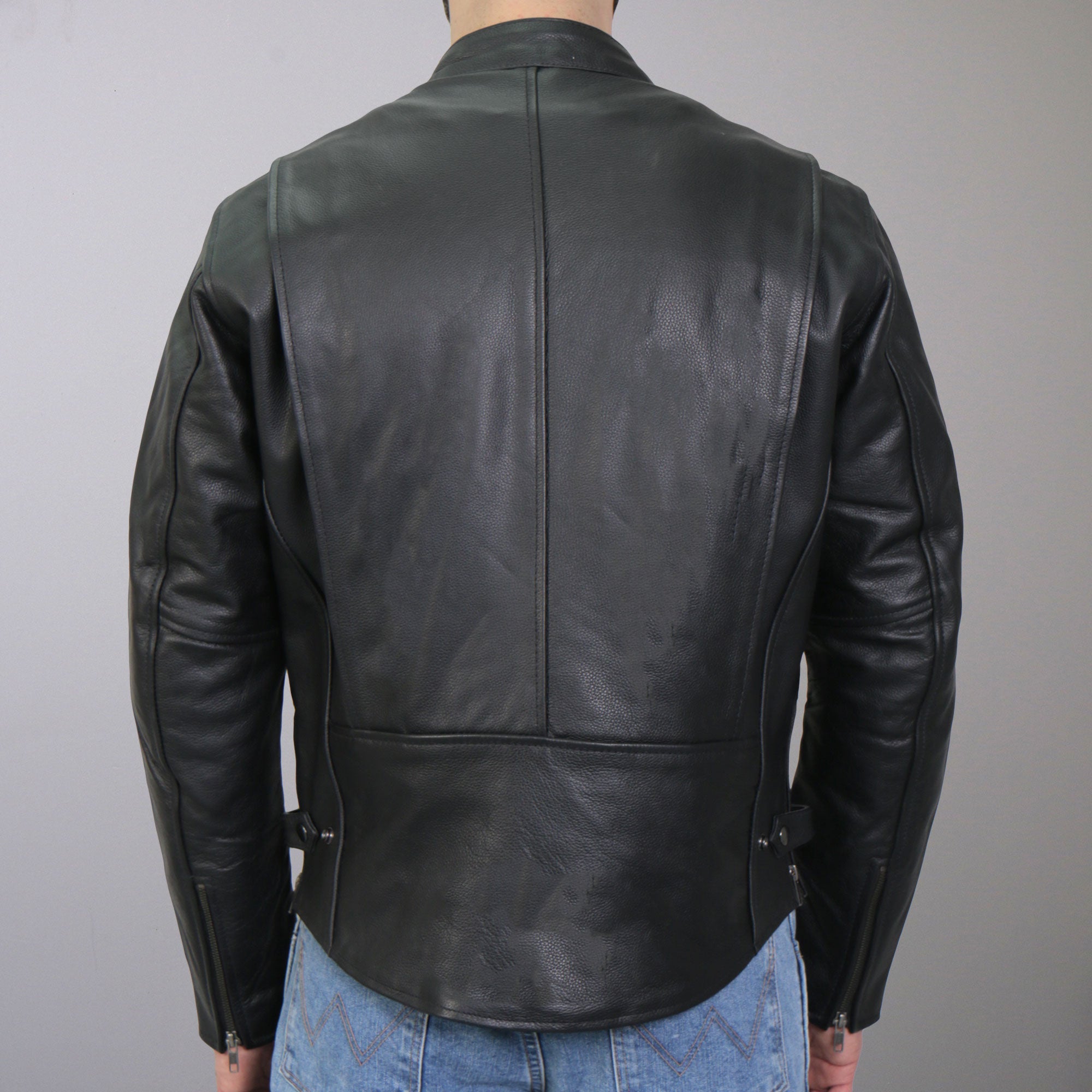 JKM1027 Men’s Black ‘Carry and Conceal’ Leather Motorcycle Biker Jacket