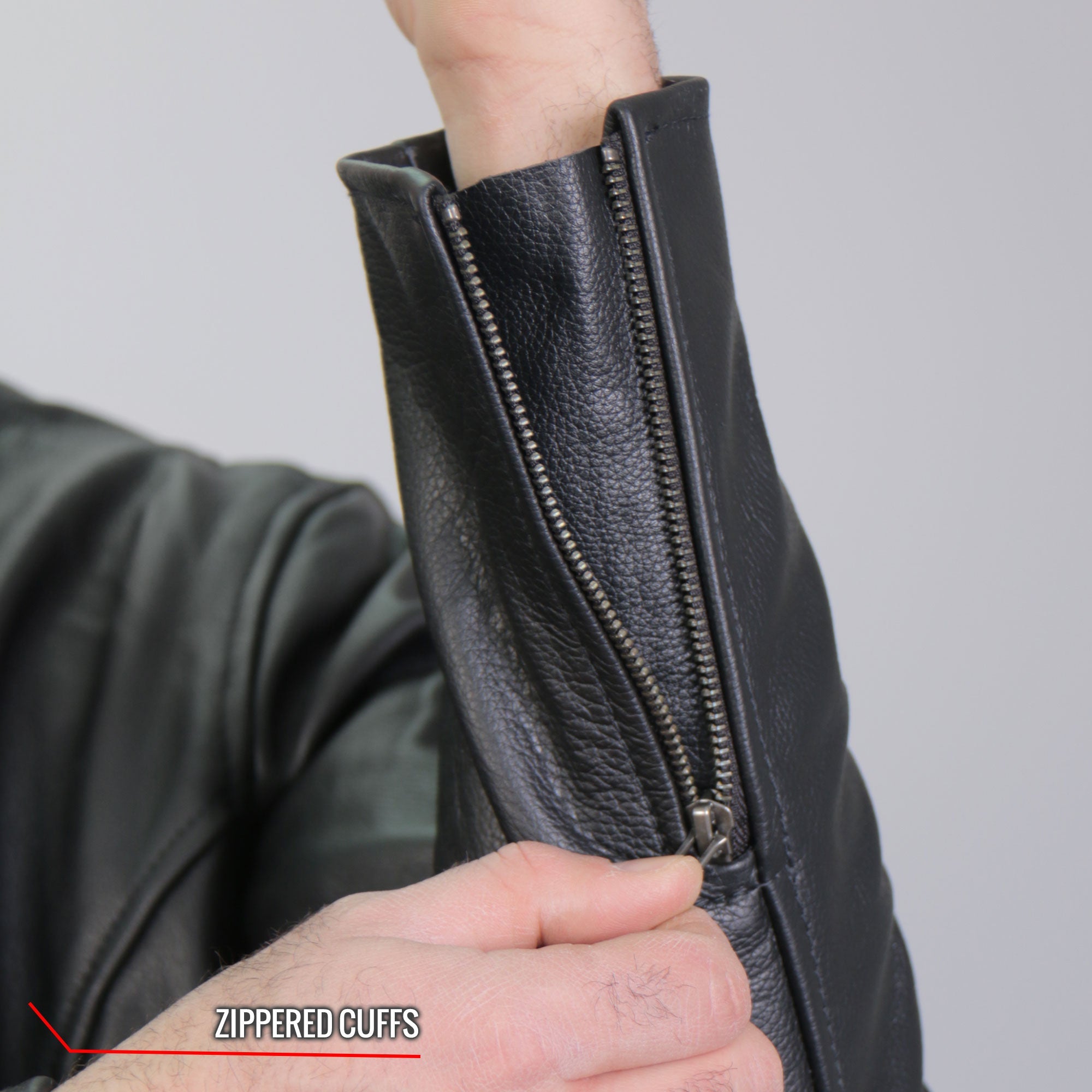 JKM1027 Men’s Black ‘Carry and Conceal’ Leather Motorcycle Biker Jacket