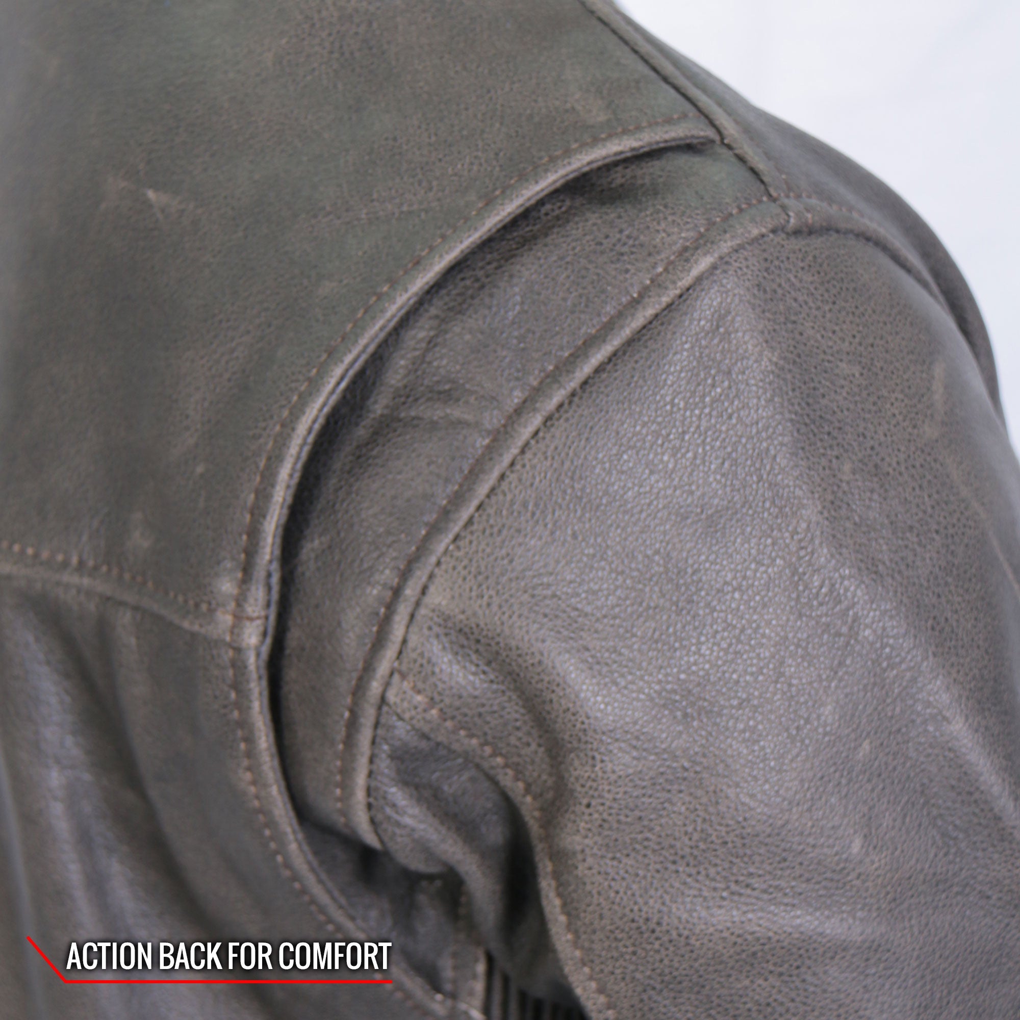 JKM1029 Men’s Distress Brown Motorcycle style ‘Carry and Conceal’ Leather Biker Jacket