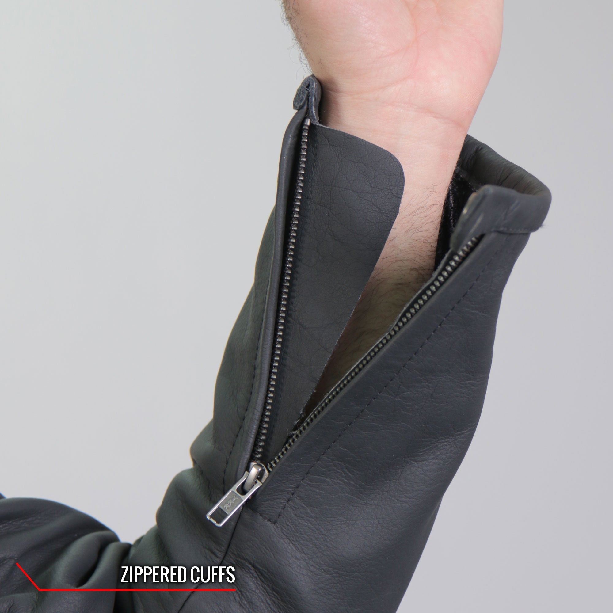 JKM2002 Men’s Black Biker ‘Reflective Skull' Printed Leather Motorcycle Jacket with Concealed Carry Pockets